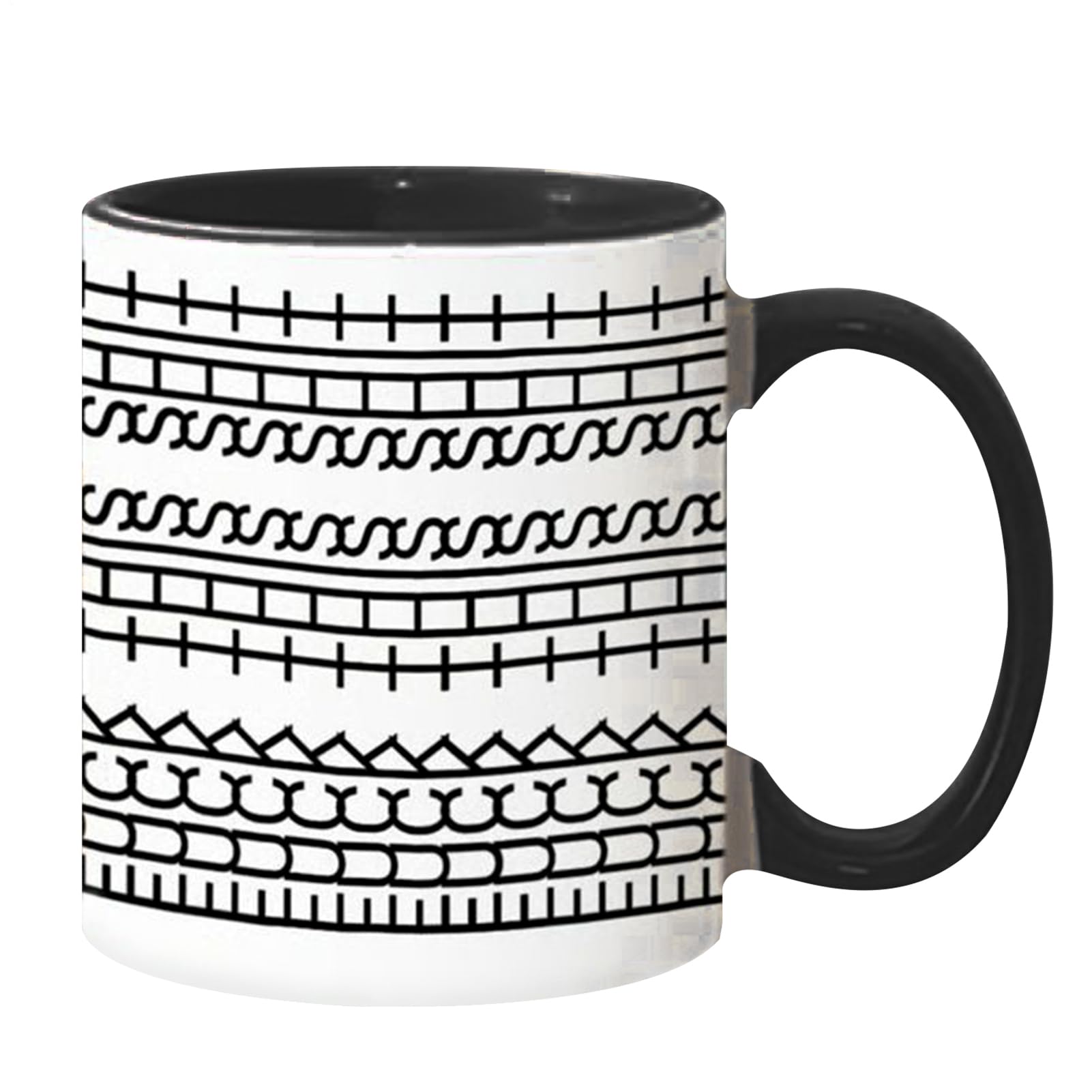 Ceramic Tea Mug, Microwave Safe Coffee Mug, Hidden Message, Drinking Cup Tabletop Ornament, Reusable Drinkware for School, Study, Camping in Black