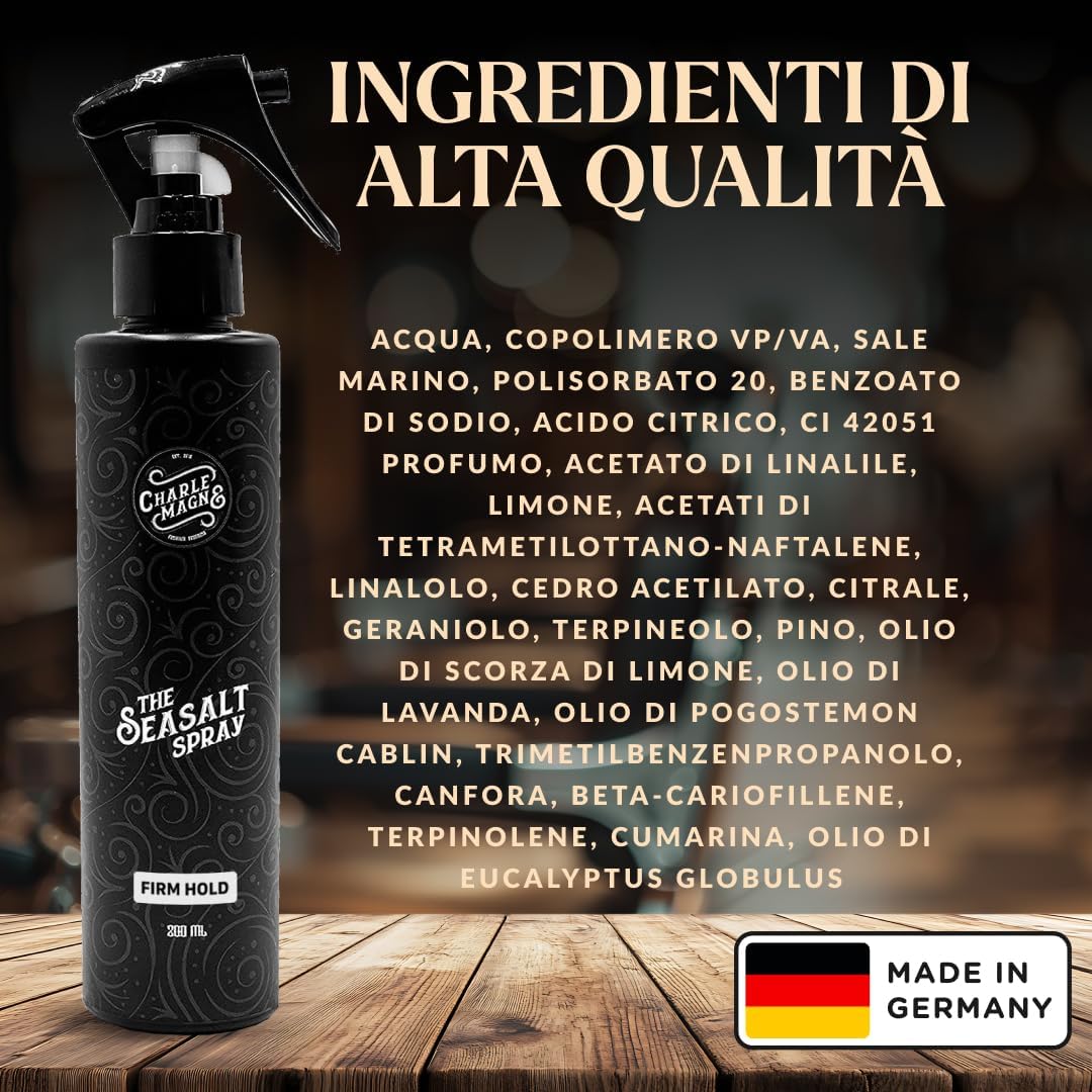 Charlemagne Sea Salt Spray - Hair Thickener - Pre-Styling Product - Salt Water Hair Spray - More Texture, More Volume - 200ml Firm Hold 200ml (Pack of 1)