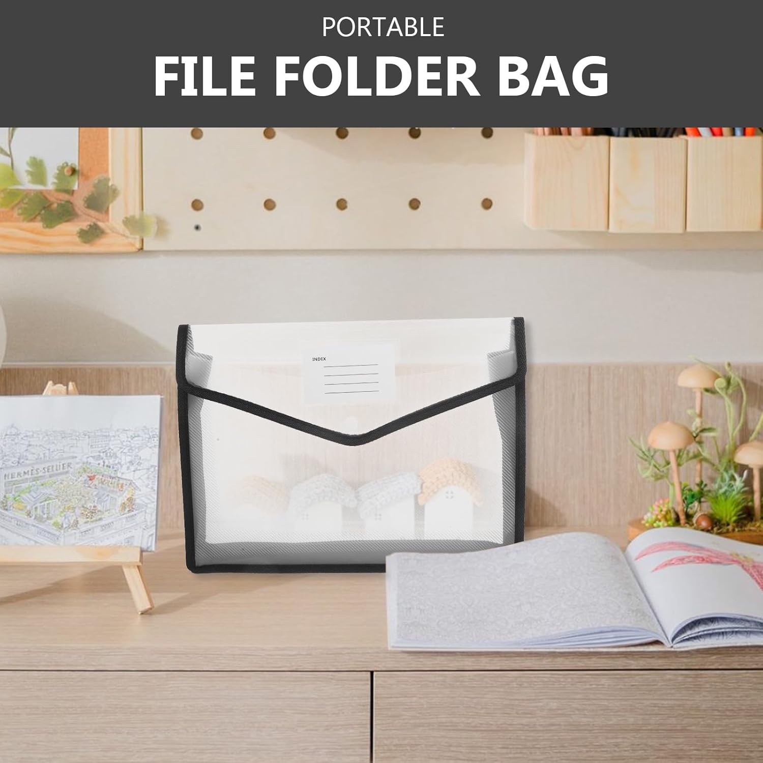 Ciieeo 2 Pieces A4 Document Bag in Transparent Plastic Button, Lightweight and Durable Case for Office and Travel, Small Organizer for Documents and Contracts