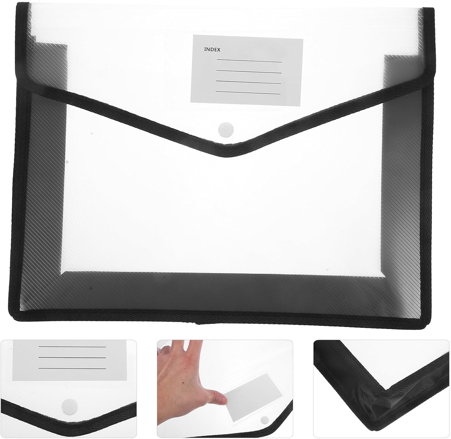 Ciieeo 2 Pieces A4 Document Bag in Transparent Plastic Button, Lightweight and Durable Case for Office and Travel, Small Organizer for Documents and Contracts