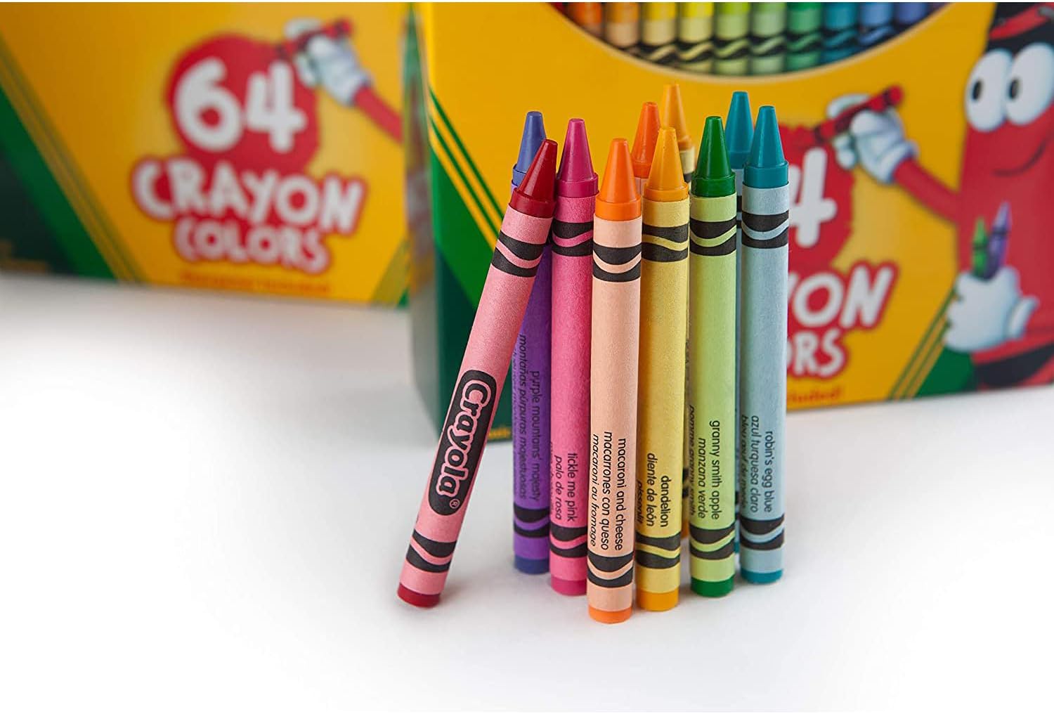 CRAYOLA Wax Crayons, Pack of 64 crayons, Sharpener Included in the Pack, for School and Leisure, 64 Assorted Colors, Made with Solar Energy, 52-6448 Retractable