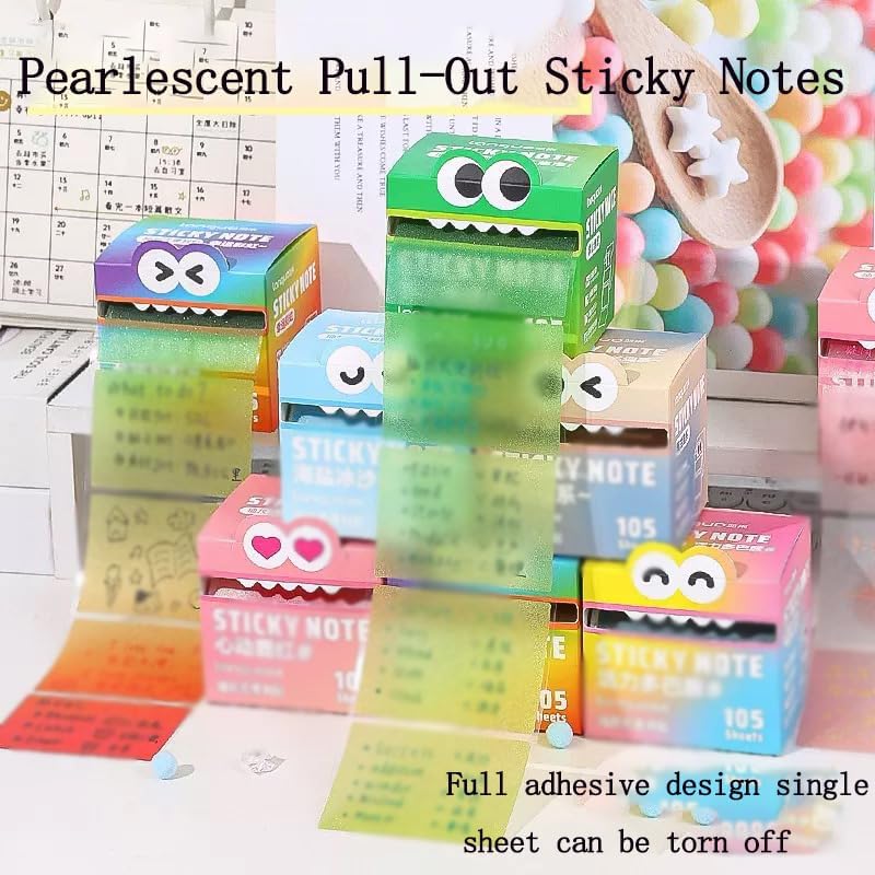 Cute Monster Pattern Sticky Note 105 Sheets/Roll, Creative Multi Purpose Sticky Note, Notepads Stationery, Small to Do List, Office School Tab Supplies (10 pcs)