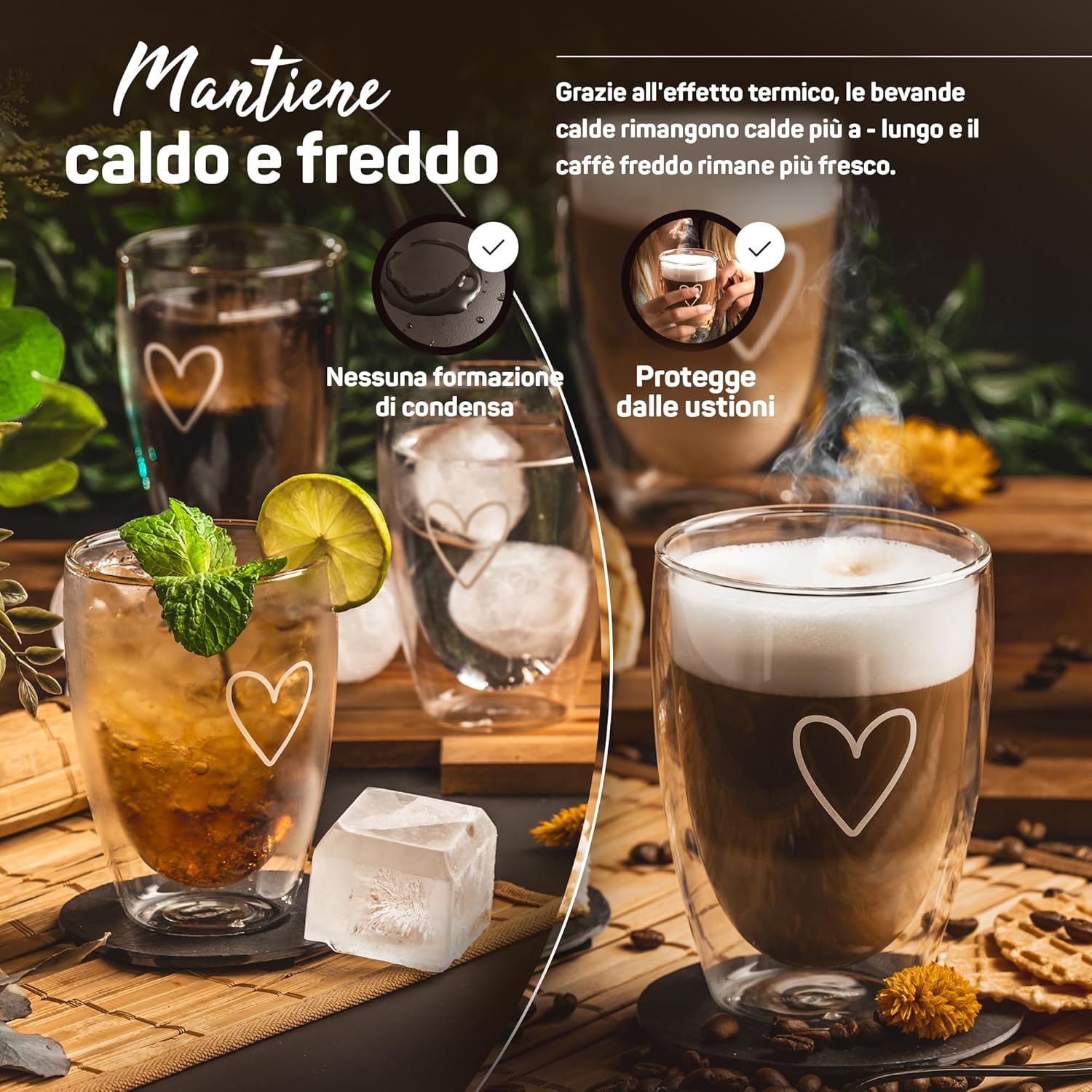 Double Walled Latte Macchiato Glasses Combo Set (2x 80ml + 2x 350ml) Transparent Double Walled Insulated Glasses | Coffee cups and cappuccino cups 03 Paris - Set4 80+350ml