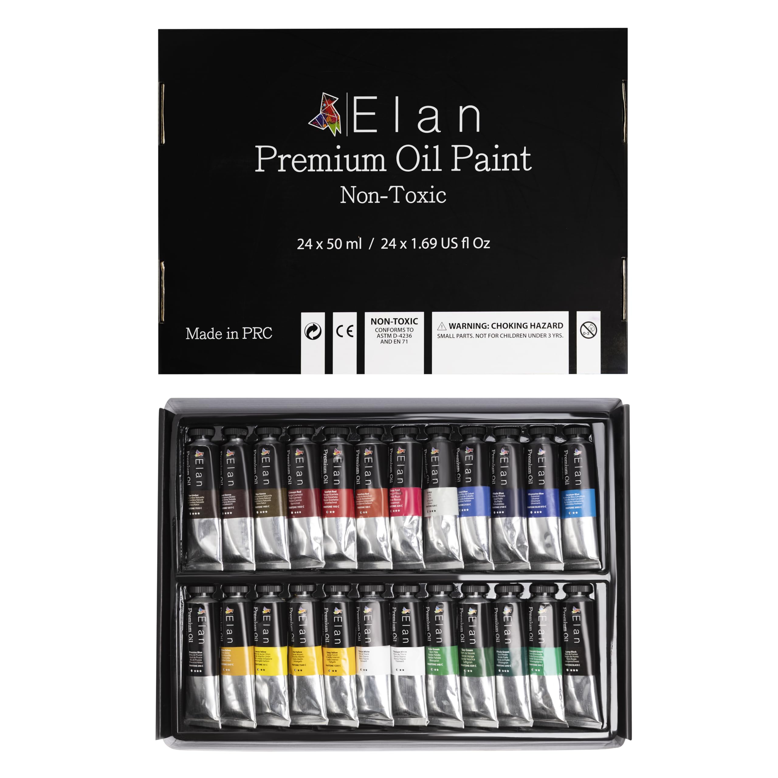 Elan Professional Oil Color Set for Painting, 24 Tubes of 50 ml, Oil Color Set for Painting on Canvas Oil 50 ml (Pack of 24)