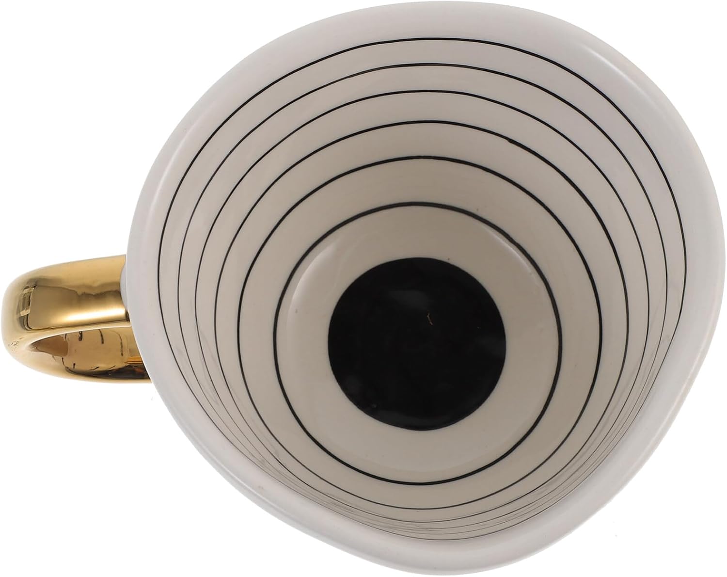 Elegant Ceramic Mug with Gold Handle and Black Stripes for Tea Coffee and Water Capacity 16 Ounce