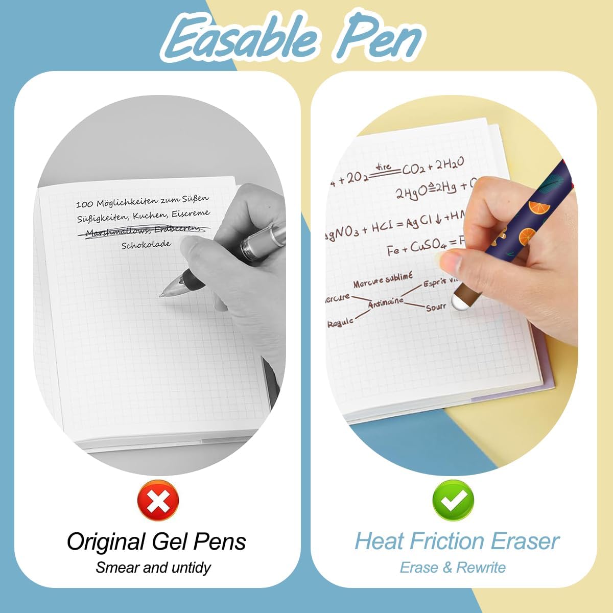 Erasable Gel Pen Set - Christmas Erasable Gel Pens Ball on End to Remove Ink, Heat Sensitive, Tip Diameter 0.7 mm (Set of 21 Erasable Pens -C)