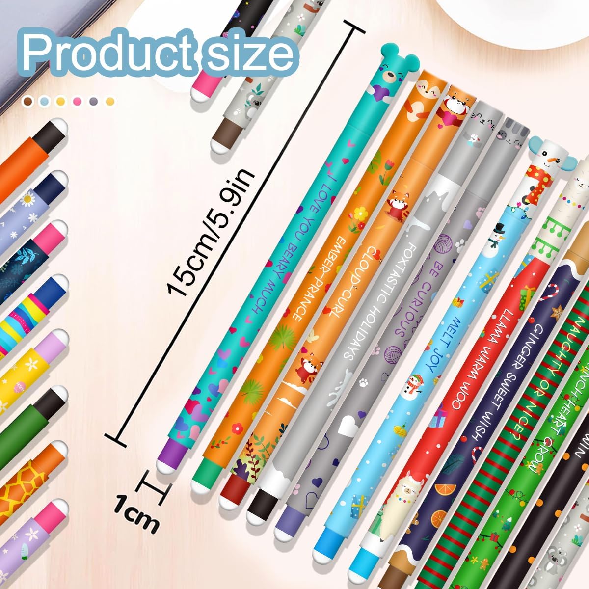 Erasable Gel Pen Set - Christmas Erasable Gel Pens Ball on End to Remove Ink, Heat Sensitive, Tip Diameter 0.7 mm (Set of 21 Erasable Pens -C)
