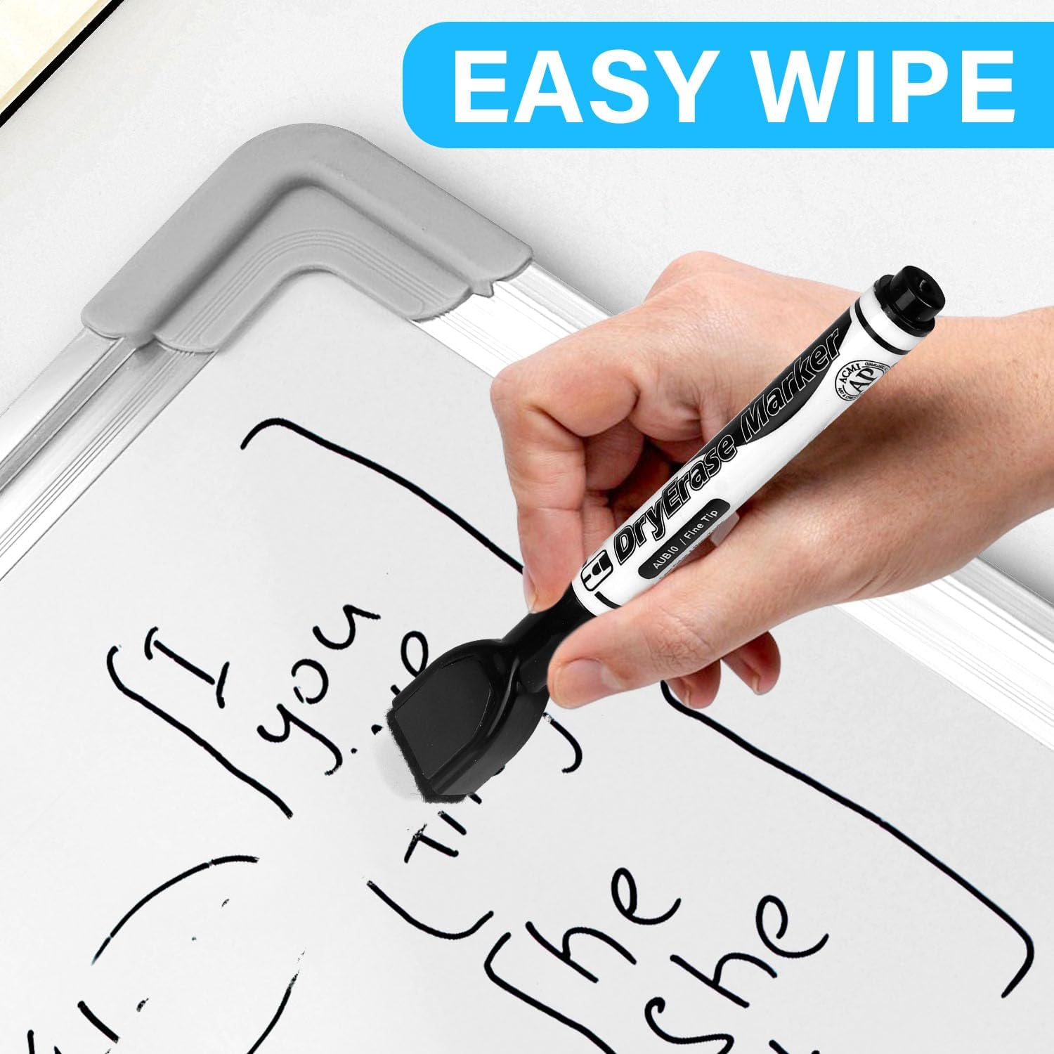 Erasable Whiteboard Markers, 12 Markers Dry Erase Magnetic Whiteboard Markers, Erasable Whiteboard Marker Fine Tip Pens for School, Office and Home 12 Colors
