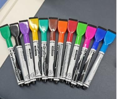 Erasable Whiteboard Markers, 12 Markers Dry Erase Magnetic Whiteboard Markers, Erasable Whiteboard Marker Fine Tip Pens for School, Office and Home 12 Colors