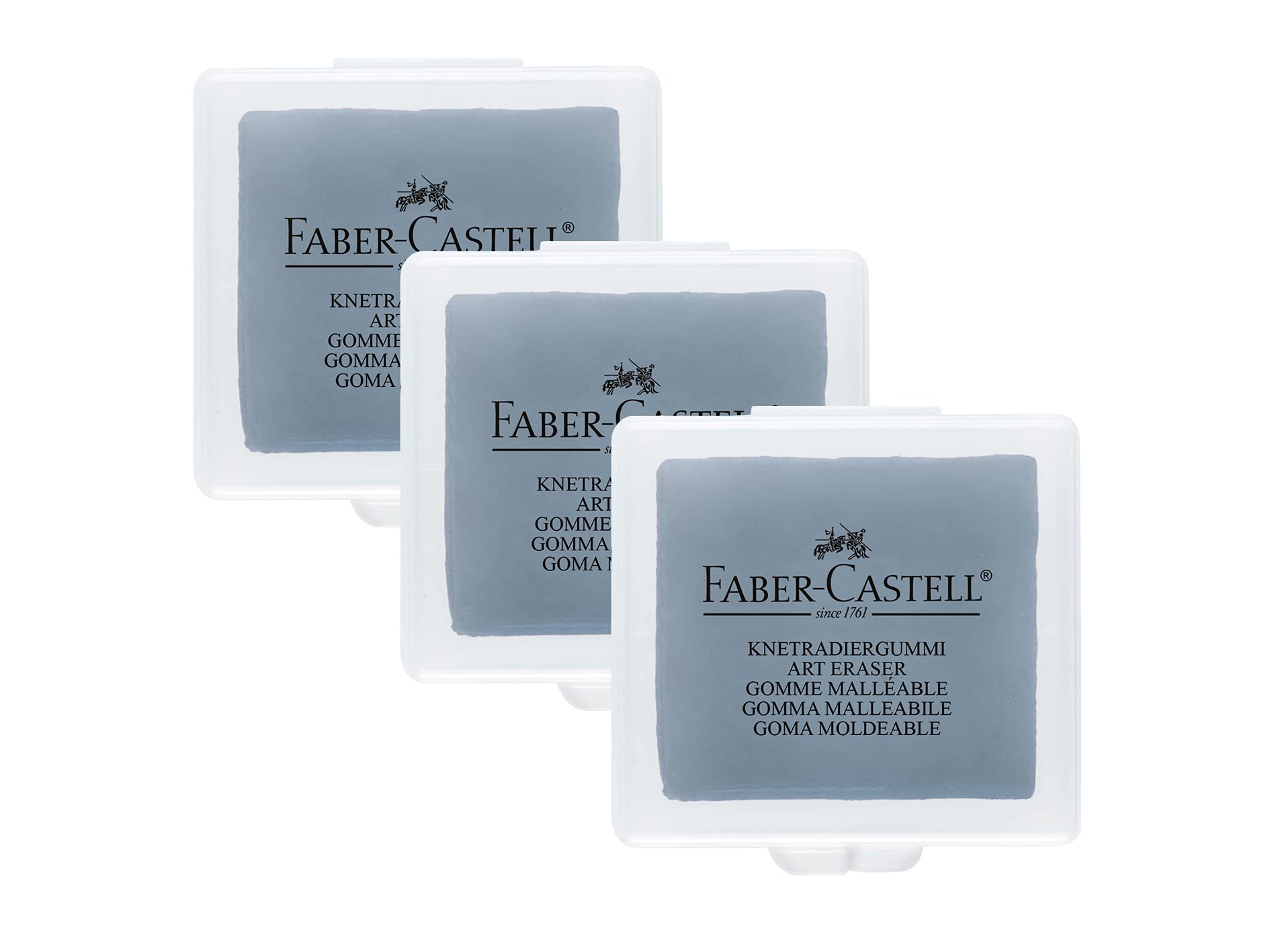 FABER-CASTELL 205004 - Art Eraser 127220 mouldable eraser, grey, 3 pieces Grey, 3 pieces