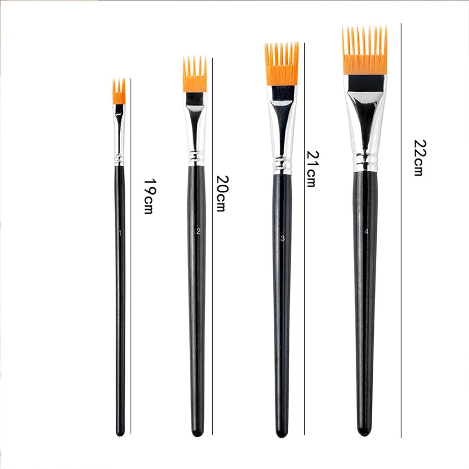 Flat Comb Paint Brush Set, Watercolor Brushes with Nylon Bristles for Acrylics, Watercolors, Gouache, for Painting Landscapes, Leaves, Trees and Paint by Number Projects
