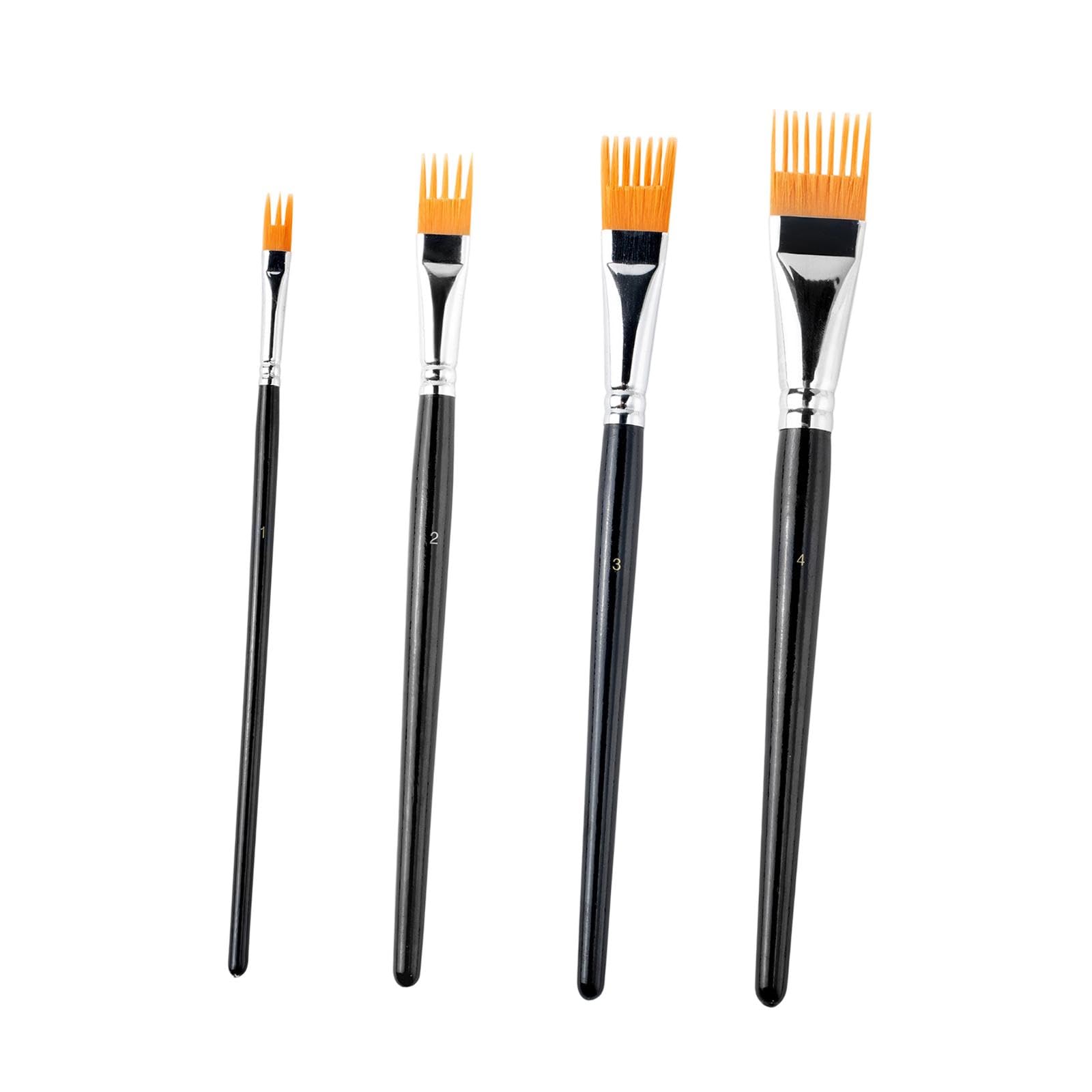 Flat Comb Paint Brush Set, Watercolor Brushes with Nylon Bristles for Acrylics, Watercolors, Gouache, for Painting Landscapes, Leaves, Trees and Paint by Number Projects