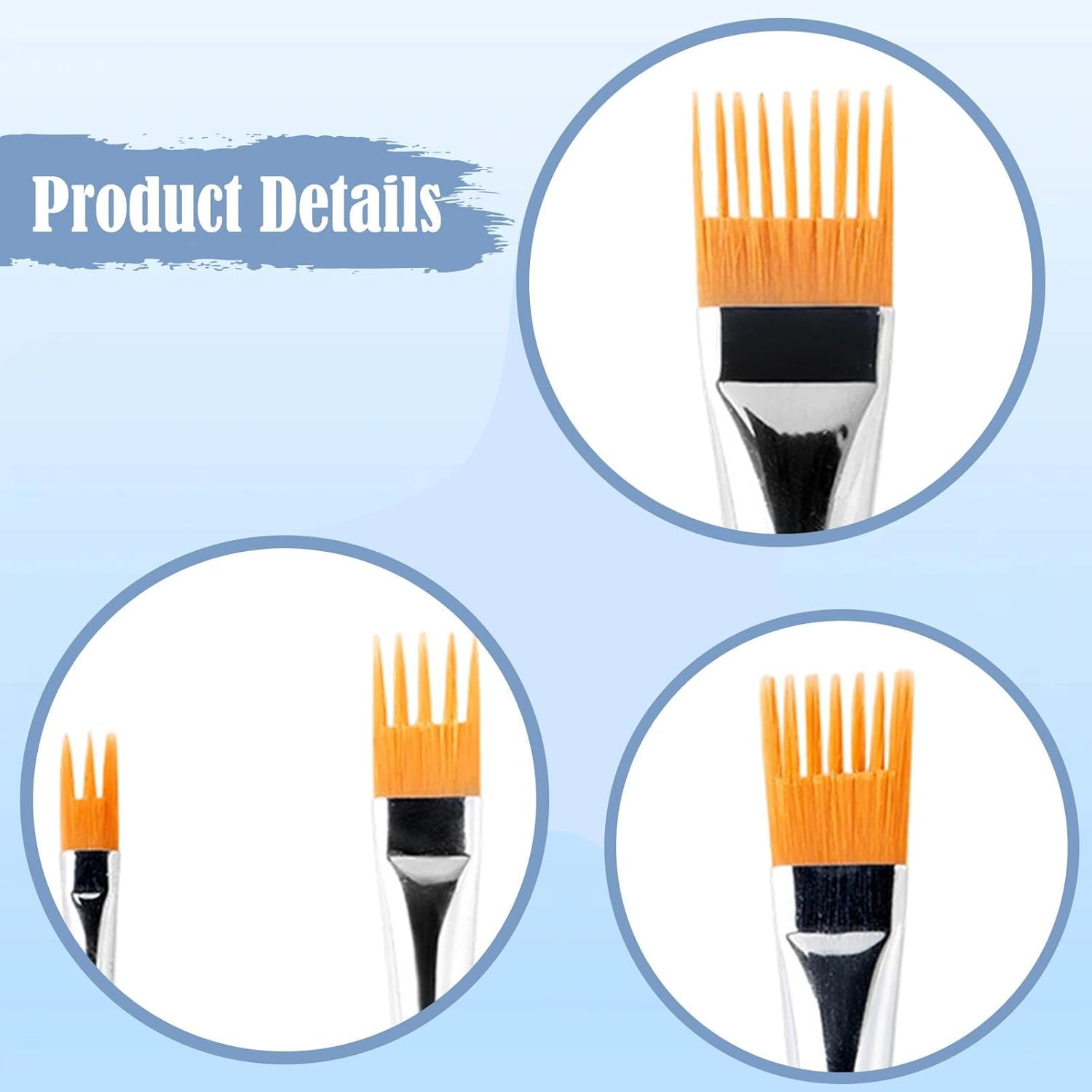 Flat Comb Paint Brush Set, Watercolor Brushes with Nylon Bristles for Acrylics, Watercolors, Gouache, for Painting Landscapes, Leaves, Trees and Paint by Number Projects