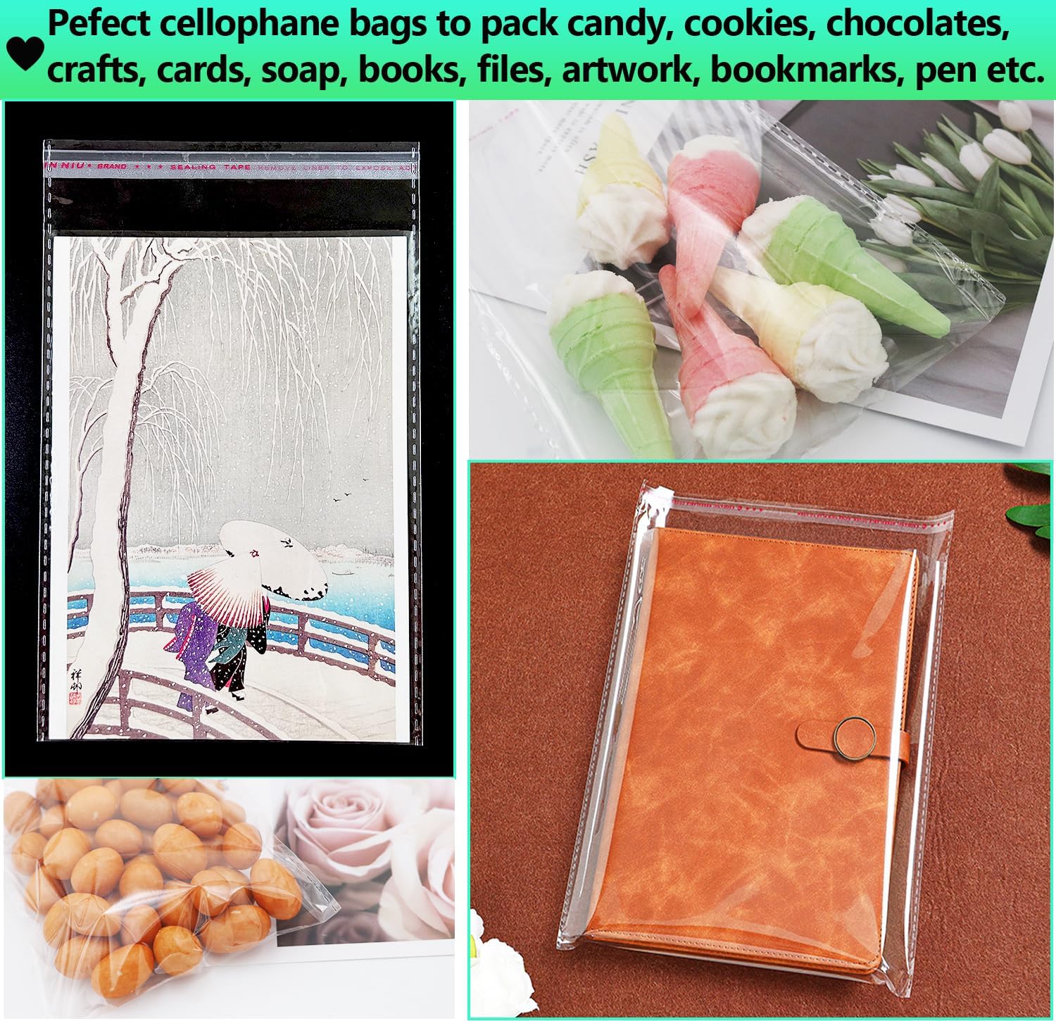 Flimflim Transparent Confetti Sachets Cellophane Bags, 16x23cm 100pcs, for A5 format 16*23cm fit A5