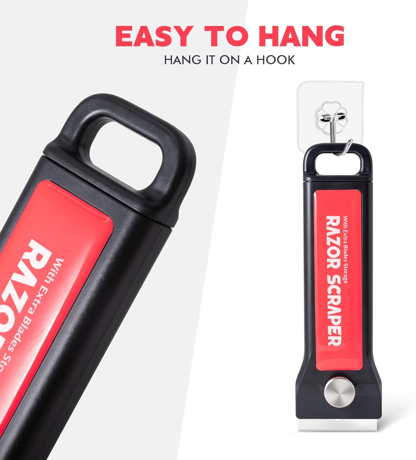 FOSHIO 2PCS Plastic Scraper with 100 Stainless Steel Blades, Hard Plastic Scraper, Plastic Adhesive Removal, Vinyl Glue Removal