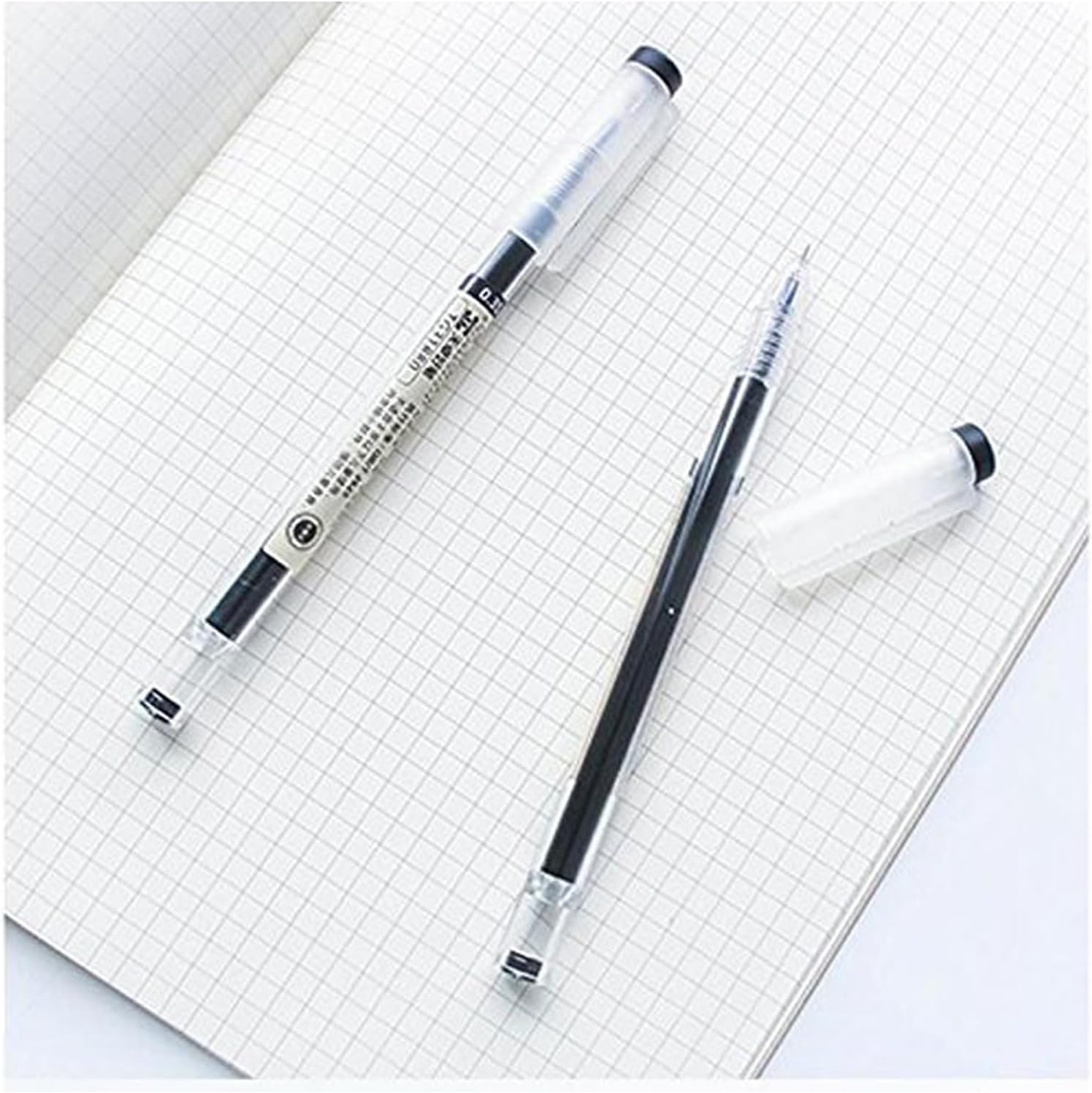 Gel Ink Ballpoint Pen, Japanese Style Liquid Ink, Quick Drying, 0.35mm Ultra Fine Tip, for Office School Stationery, 12 Piece Set, Black
