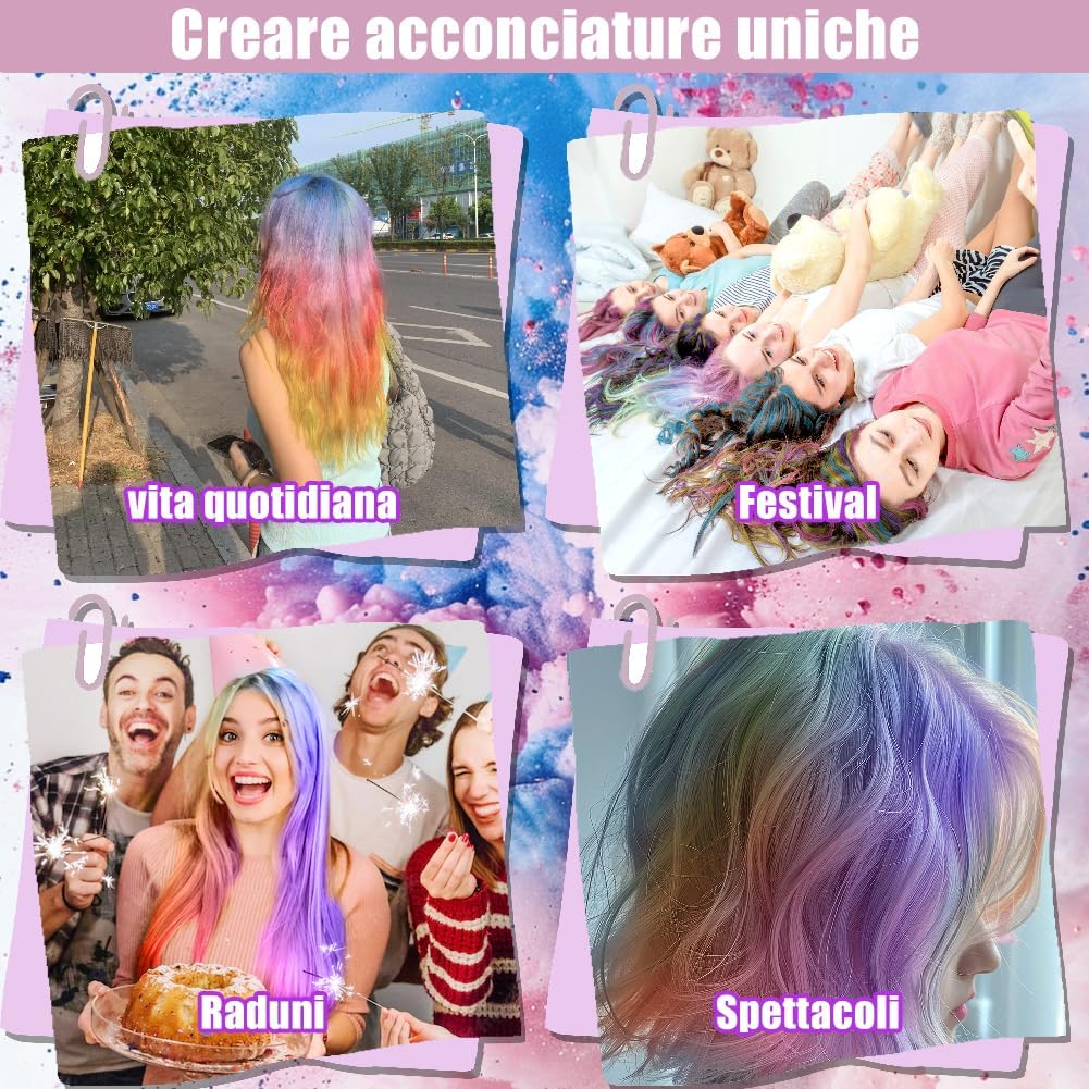 Hair Chalk, 12 Colors Temporary Hair Chalk Non-Toxic Washable, Hair Comb Chalk Colored Hair Chalk for Halloween Makeup, Party, Carnival, Christmas and DIY