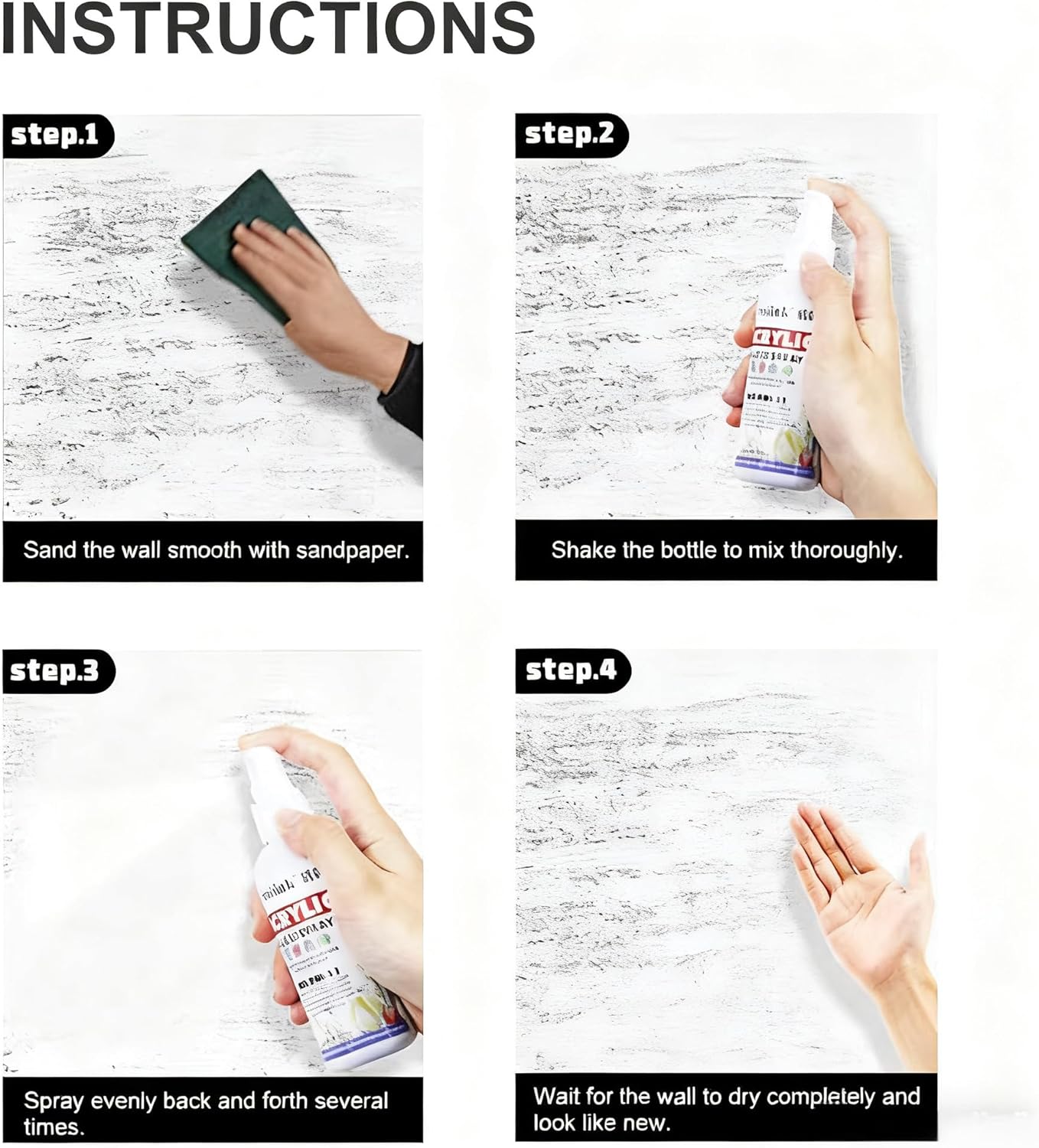 Kiuiom Color Fixing Spray, Glossy Acrylic Fixing Paint, Water-based Acrylic Spray for Canvas, Wood, Metal, Plastic, Glass, Wall, DIY, Non-toxic, Waterproof, White, 100 ml