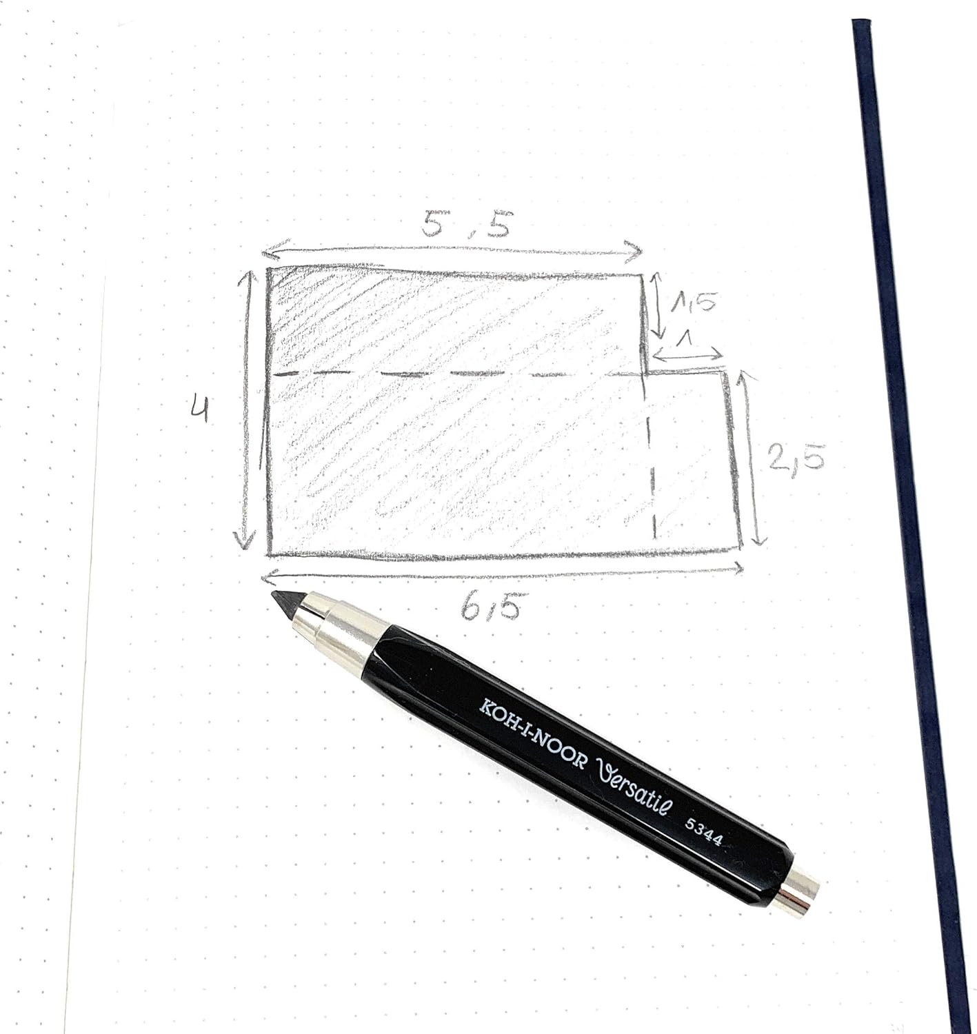 KOH-I-NOOR - Short mechanical pencil, 5.6 mm lead, 10 cm, color: Black 1 unit (Pack of 1)