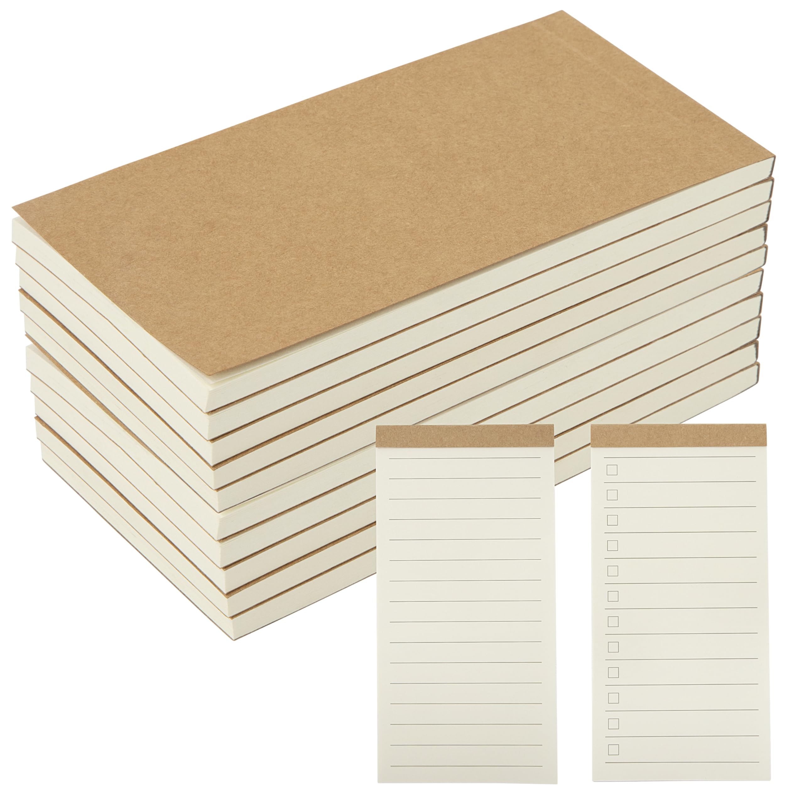 Kraft Notepad, Mini Pocket Notebook, Blank Notebooks, Tear-Tear, Suitable for Shopping List, Daily Planner for Work, Office, Home, School, 50 Pages (10 Pieces)