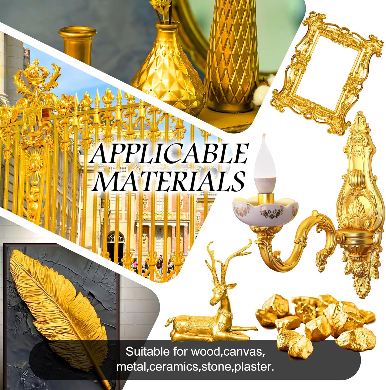 Liquid Gold Paint 200ml - Super Shiny and Quick Drying Gold Leaf Effect Kit - Mirror Finish with Varnish - Non-toxic, Waterproof for Furniture, Wood, Crafts, Resin, DIY