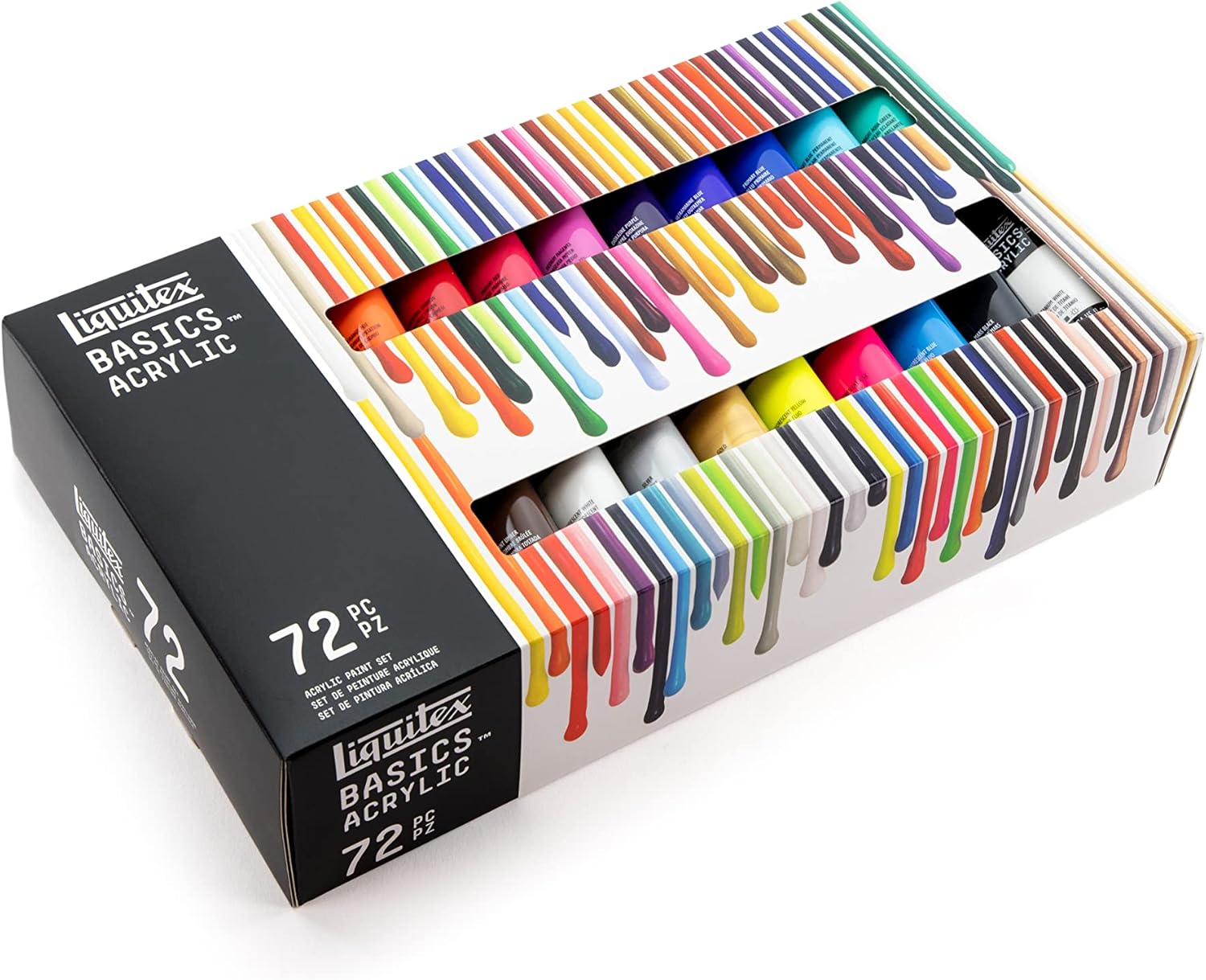 Liquitex 3699347 Basics Studio - Acrylic paint, 72 colors in 22 ml tubes, made with resistant and high quality pigments, very opaque colours, excellent lightfastness, Liquitex Basics - Acrylic paint set, 72 x 22 ml 72 units (Pack of 1) Acrylic paint set, 72 colors