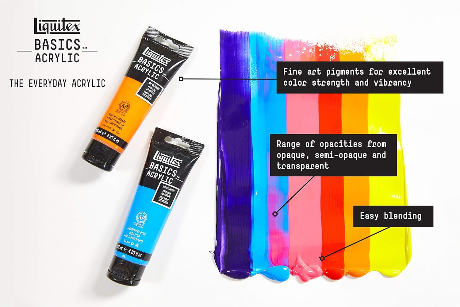 Liquitex 3699347 Basics Studio - Acrylic paint, 72 colors in 22 ml tubes, made with resistant and high quality pigments, very opaque colours, excellent lightfastness, Liquitex Basics - Acrylic paint set, 72 x 22 ml 72 units (Pack of 1) Acrylic paint set, 72 colors