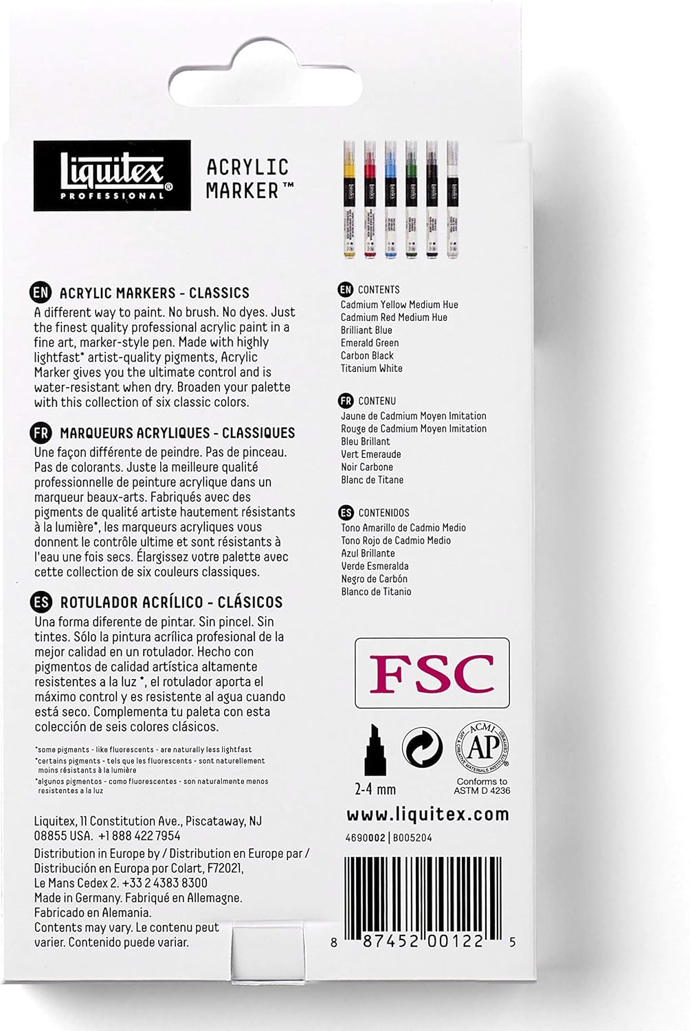 Liquitex Paint Marker 6 Fine Tip Markers grey. 1 unit (Pack of 6)