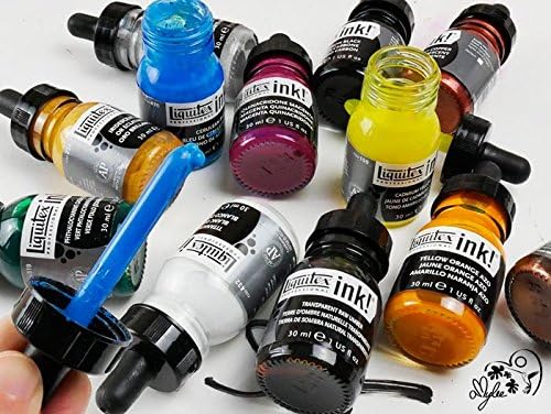 LIQUITEX PROFESSIONAL INK! INK ENCRE TUSCHE ACRYL ACRYLIC INKS DRAWING ESSENTIAL SET - 6 bottles of 30ml assorted colors