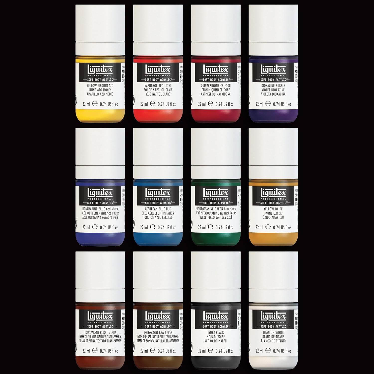 Liquitex Soft Body - Fine Acrylic Colors - Set of 12 Colors 22 ml Essential Colors 264 ml (Pack of 1)