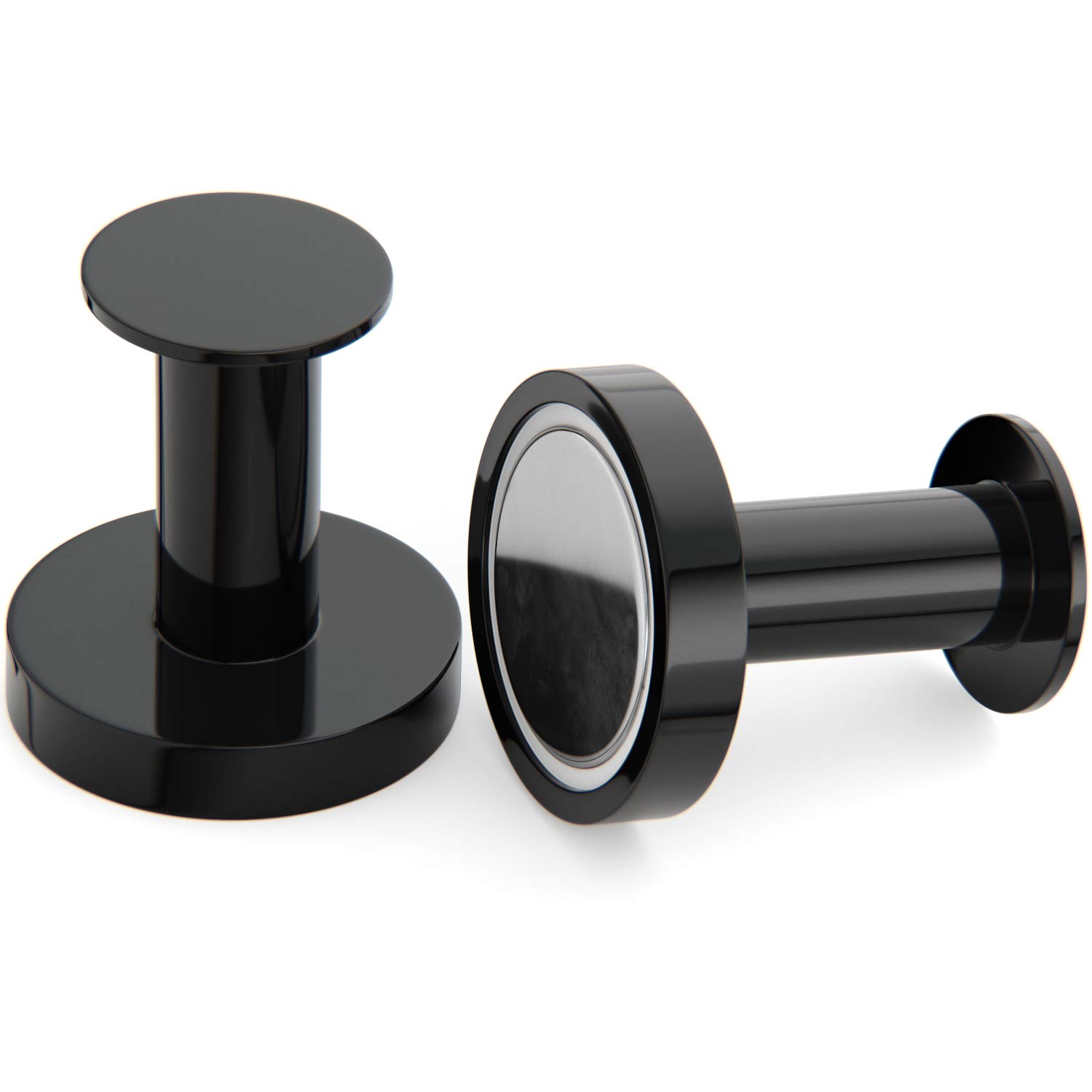 Mavoro Powerful Magnets for Hanging Jackets and Bags | Set of 2 Sturdy Magnetic Clothes Hangers | Neodymium 52 and Rare Earth Magnets | Powerful Magnets for Fridges, Cabinets (Black set of 2)