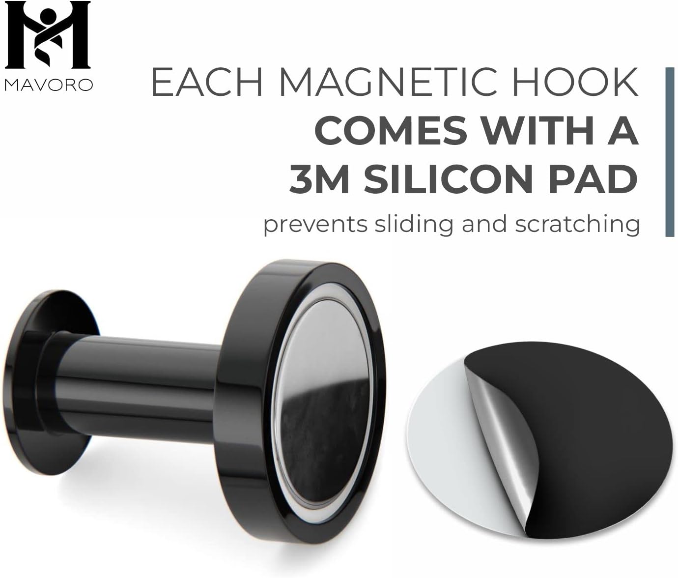 Mavoro Powerful Magnets for Hanging Jackets and Bags | Set of 2 Sturdy Magnetic Clothes Hangers | Neodymium 52 and Rare Earth Magnets | Powerful Magnets for Fridges, Cabinets (Black set of 2)