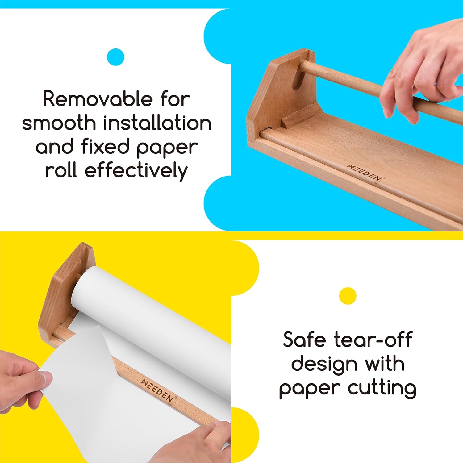 MEEDEN Tabletop Paper Dispenser - Beech Wood Children's Easel with Paper Rolls (30.5cm x 2000cm) - Portable Children's Easel for Drawing
