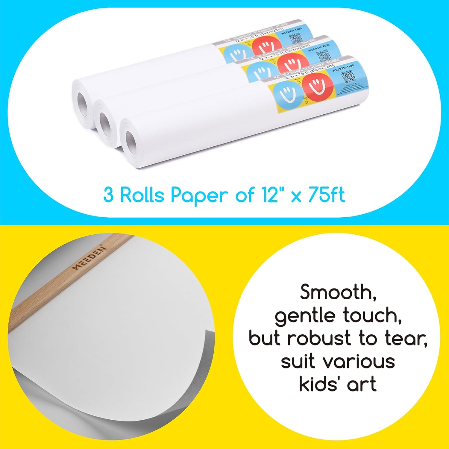 MEEDEN Tabletop Paper Dispenser - Beech Wood Children's Easel with Paper Rolls (30.5cm x 2000cm) - Portable Children's Easel for Drawing