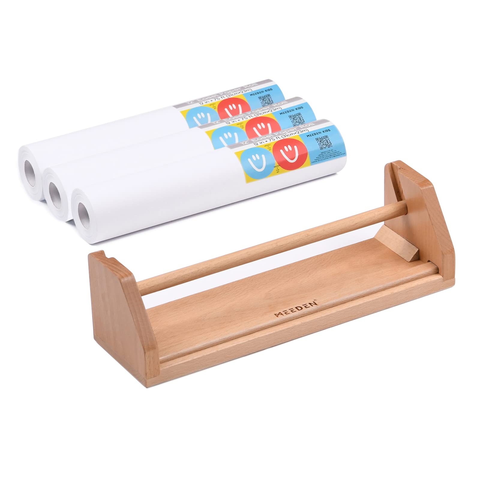 MEEDEN Tabletop Paper Dispenser - Beech Wood Children's Easel with Paper Rolls (30.5cm x 2000cm) - Portable Children's Easel for Drawing