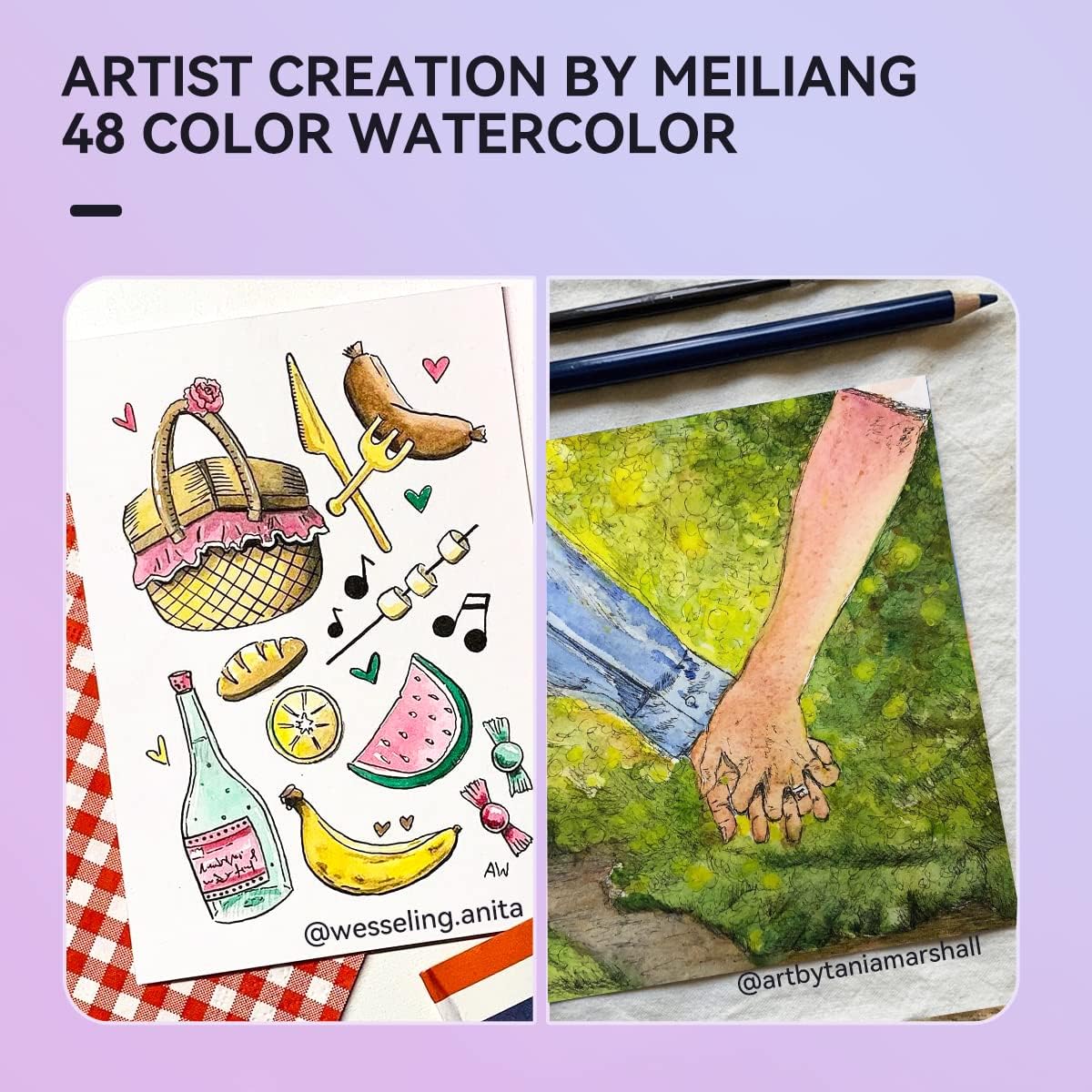 MeiLiang Watercolor Paint Set, 48 Vibrant Colors, Including 12 Solid Glitter Metallic Paints in Pocket Box and Watercolor Brush, Perfect as Art Gift, Suitable for 48 Colors.