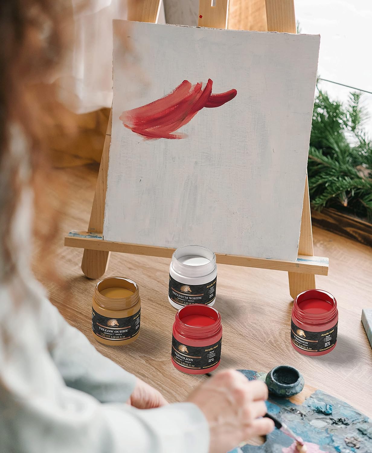 MyArtscape Acrylic Paint Set, 12 x 100ml Bottles, Artist Quality Colours, Lightfast, Heavy Body, Highly Pigmented Colors with Great Coverage 100ml x 12.