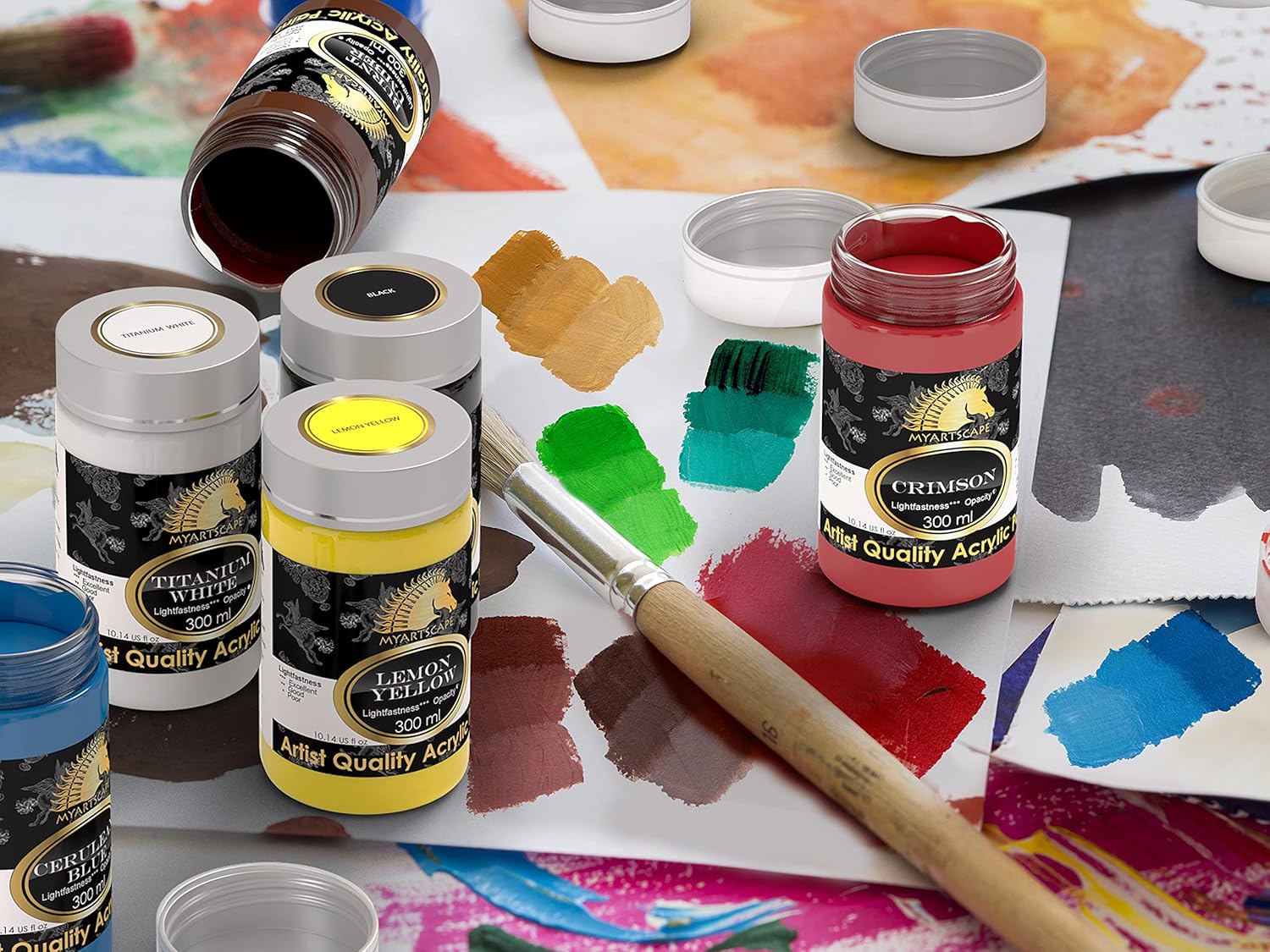 MyArtscape Set of 12 Bottles 300ml Heavy Body Lightfast Colors Artist Quality MyArtscape