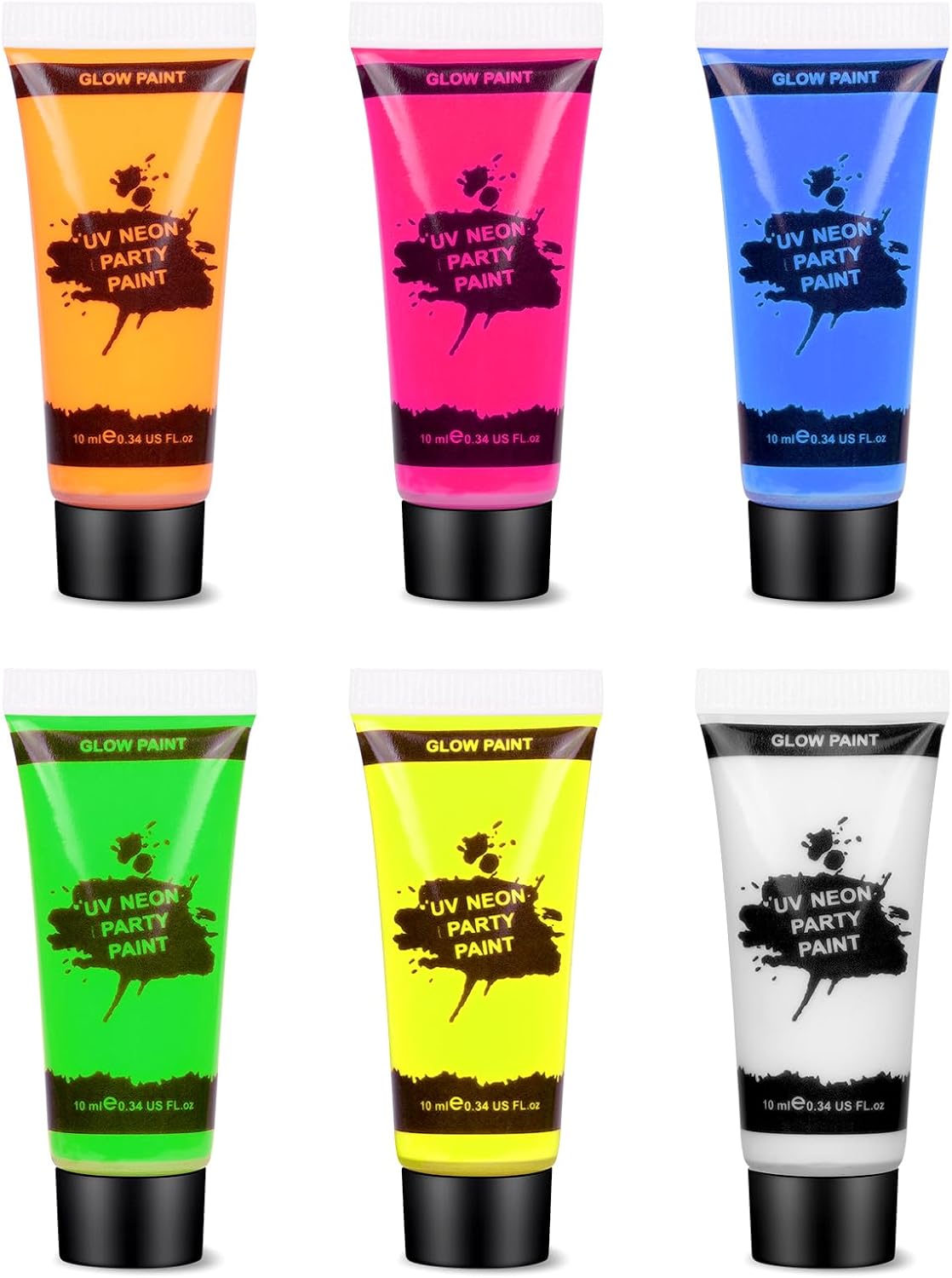 Neon Makeup, 6 Colors Body Paint Face and Body, UV Face Paint Safe and Non-Toxic, Fluo Party Gadget for Halloween, Carnival 6 pieces #uv
