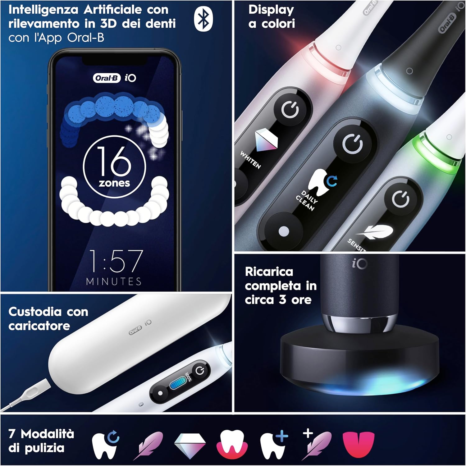 Oral-B Rechargeable Electric Toothbrush iO 9 Black Limited Edition, 1 Oral B Electric Toothbrush, 1 Replacement Head, Travel Case, Magnetic Case New version