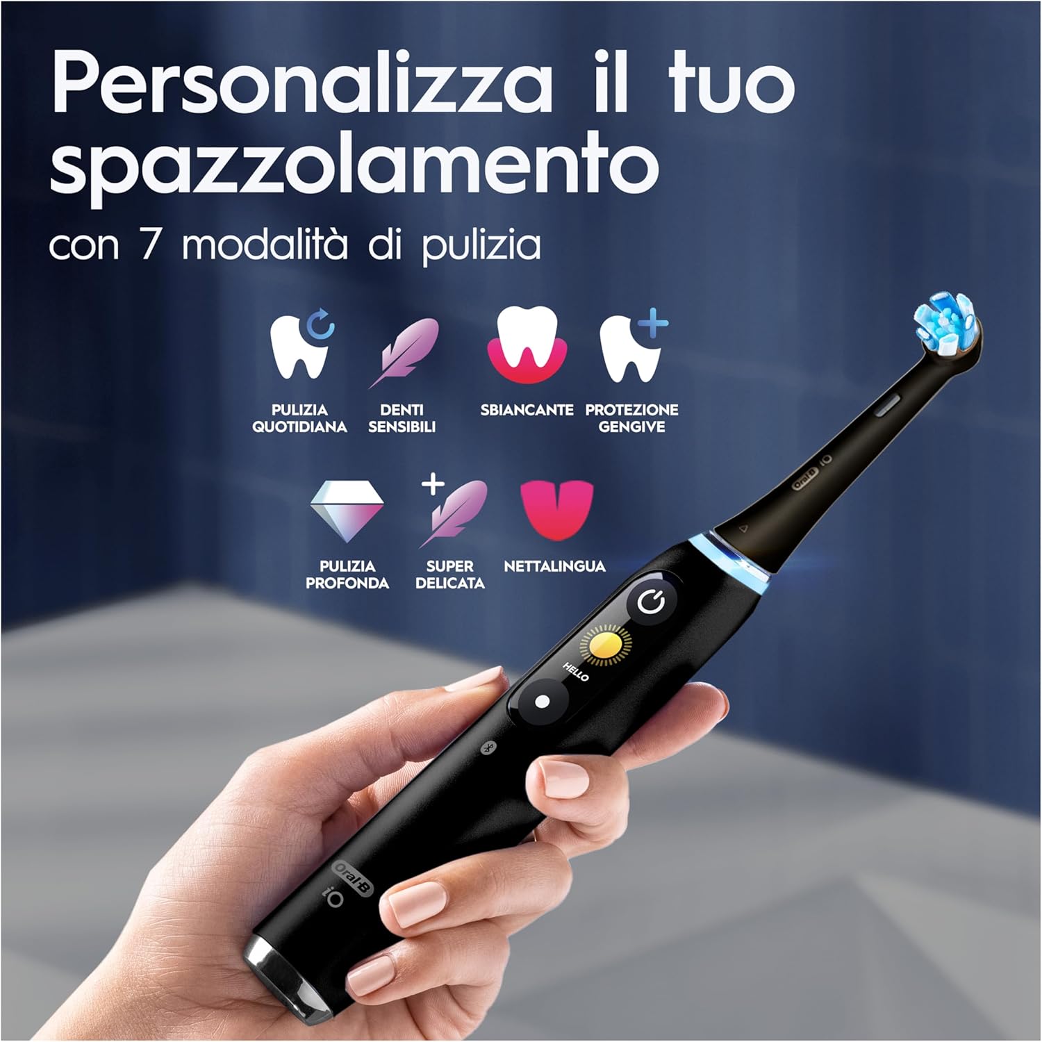 Oral-B Rechargeable Electric Toothbrush iO 9 Black Limited Edition, 1 Oral B Electric Toothbrush, 1 Replacement Head, Travel Case, Magnetic Case New version