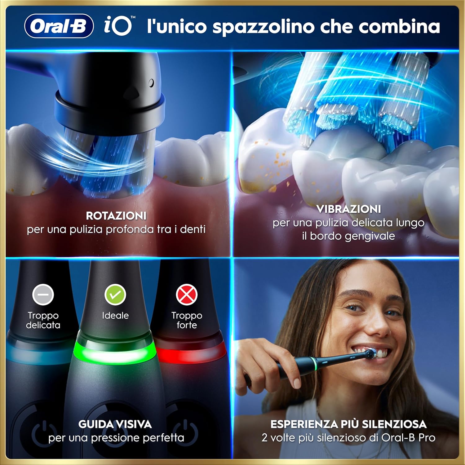 Oral-B Rechargeable Electric Toothbrush iO 9 Black Limited Edition, 1 Oral B Electric Toothbrush, 1 Replacement Head, Travel Case, Magnetic Case New version