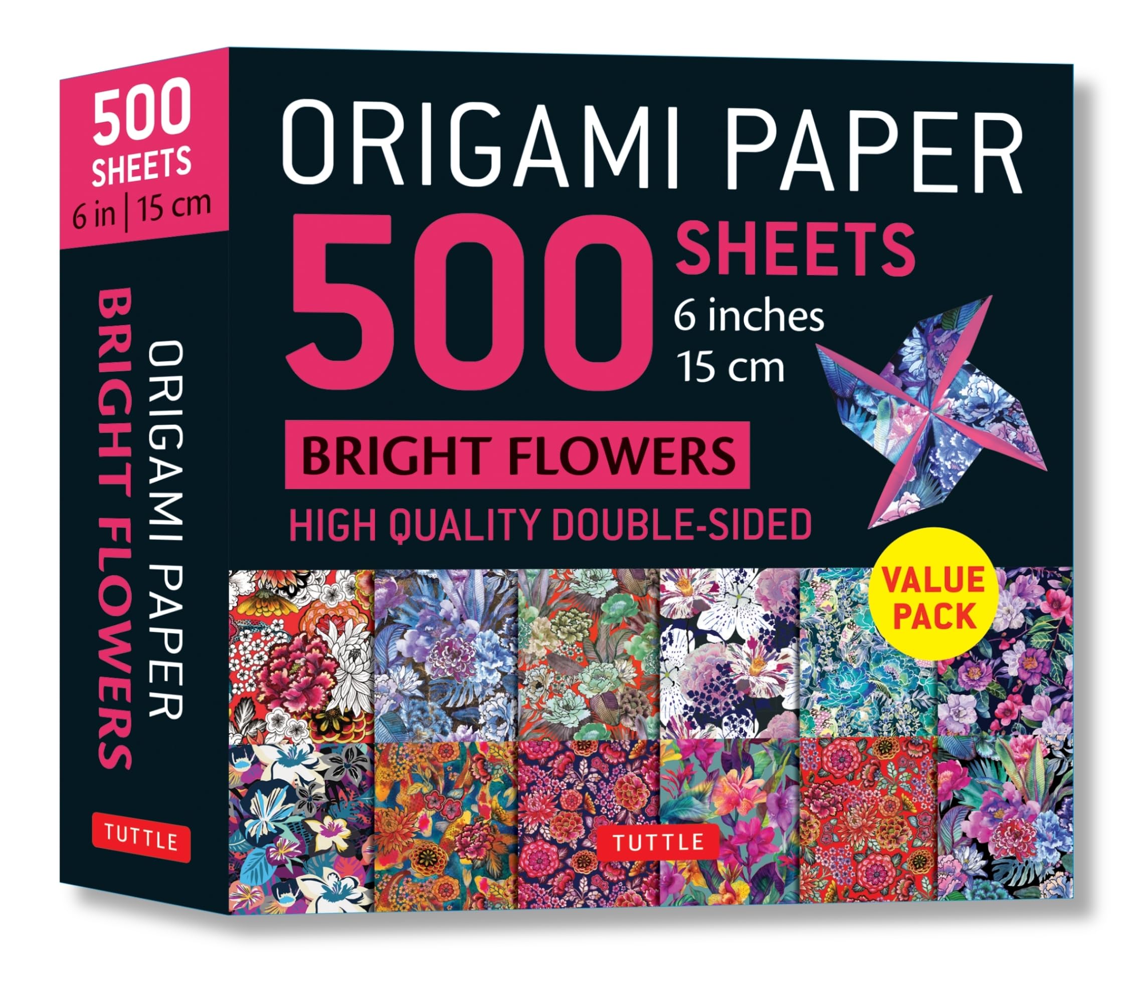 Origami Paper Bright Flowers: Double-sided Origami Sheets With 12 Punchy Floral Designs (Instructions for 5 Projects Included)