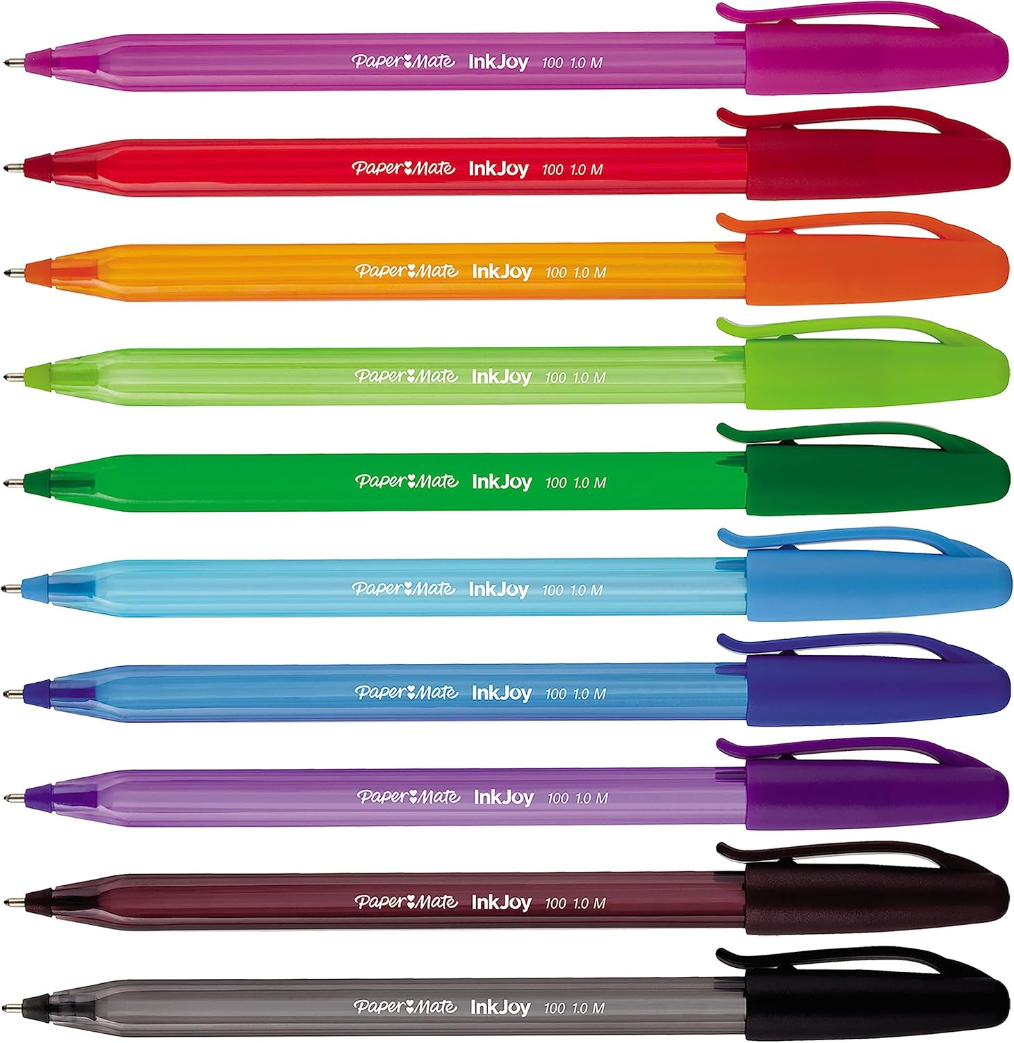 Paper Mate InkJoy - Set of 12 Cap Ballpoint Pens, 1.0 mm Medium Tip, Assorted Colors