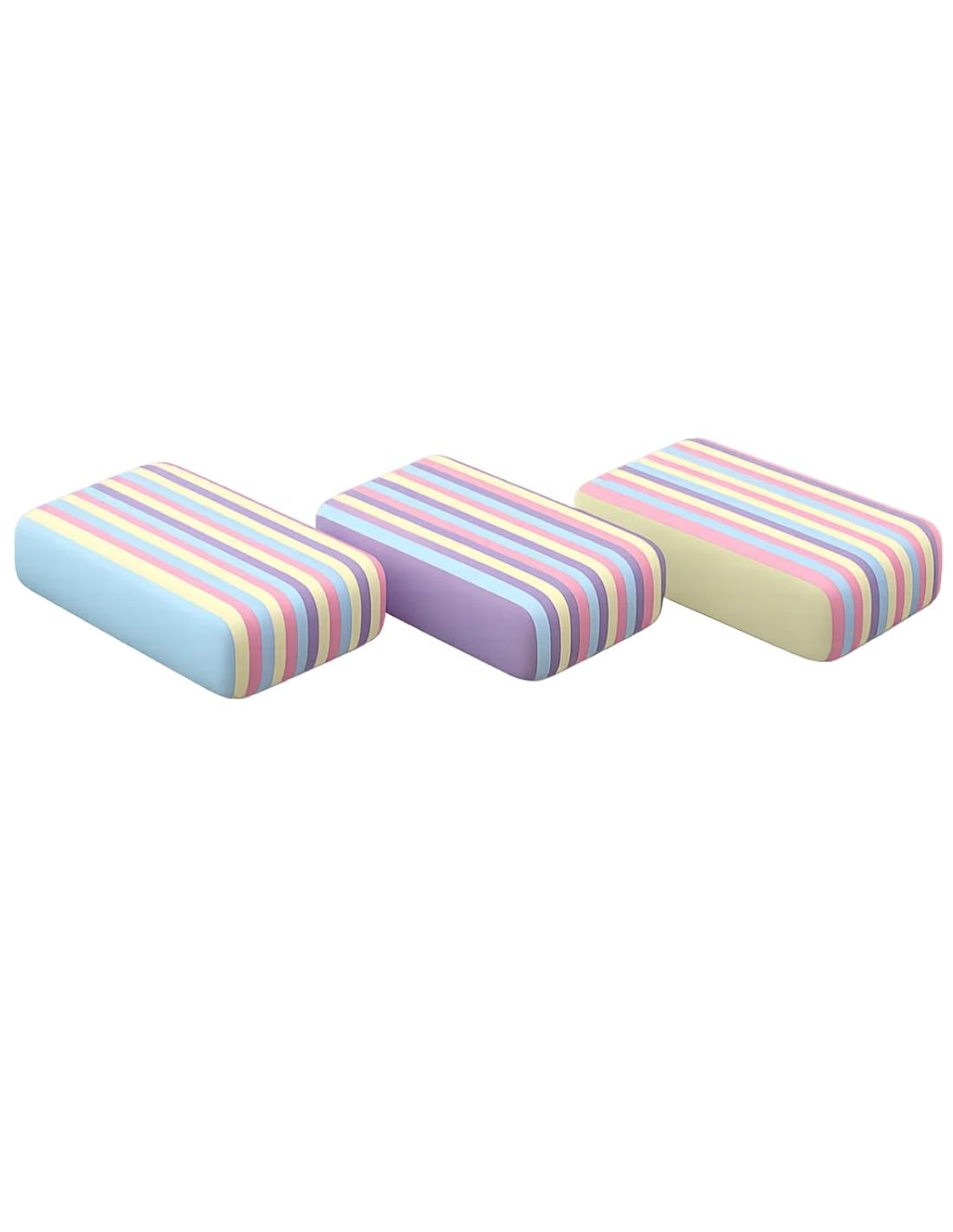 Pastel Striped Eraser | TPR Thermoplastic Rubber | Ecological and Hypoallergenic | Clean and residue-free erasing | School and Office | Assorted colours