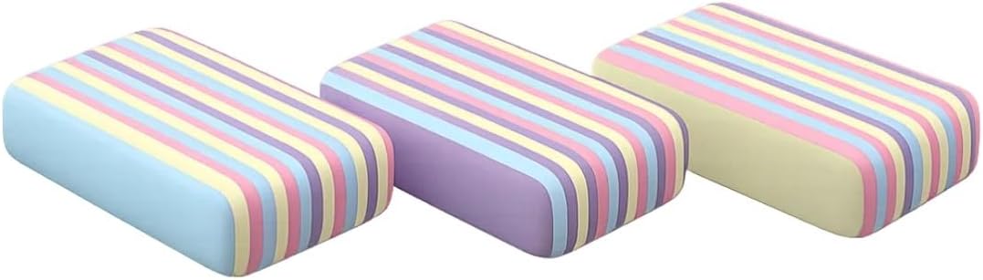 Pastel Striped Eraser | TPR Thermoplastic Rubber | Ecological and Hypoallergenic | Clean and residue-free erasing | School and Office | Assorted colours