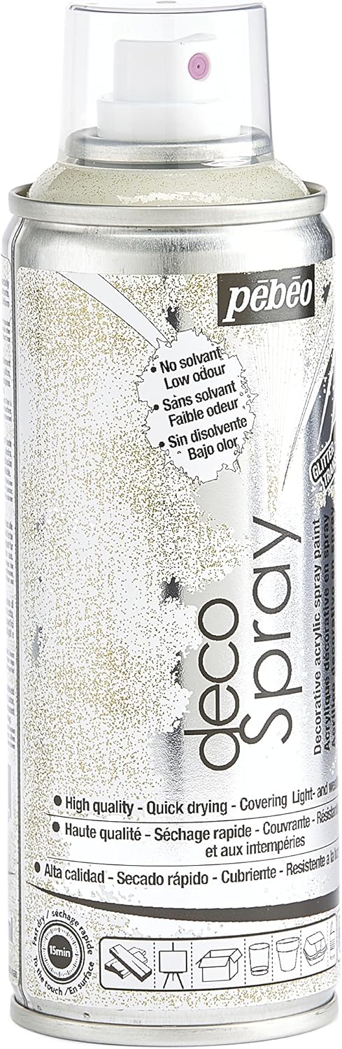 Pebeo Deco, Gold Glitter Spray, 200 ml Gold Glitter 200 ml (Pack of 1)