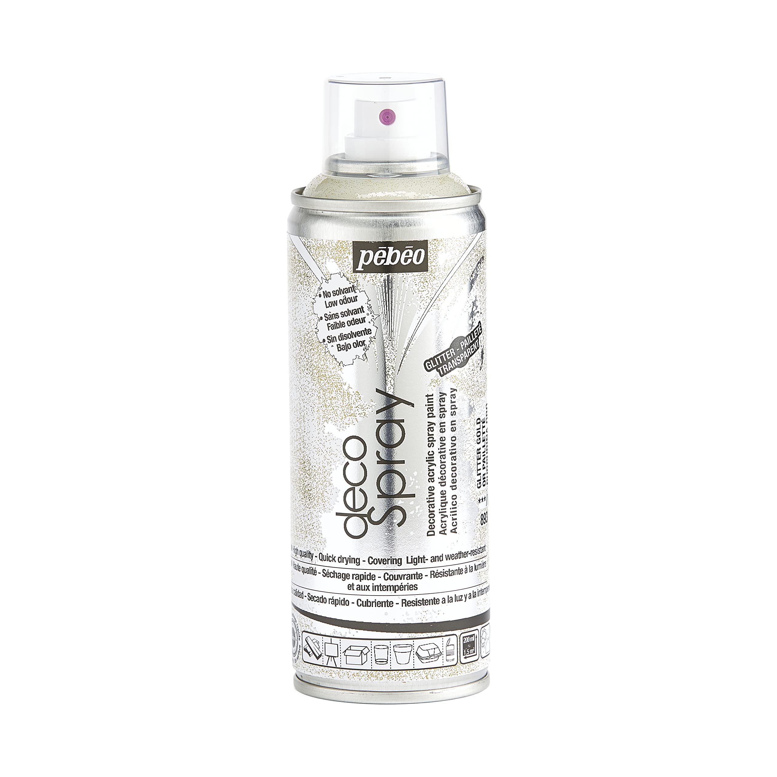 Pebeo Deco, Gold Glitter Spray, 200 ml Gold Glitter 200 ml (Pack of 1)