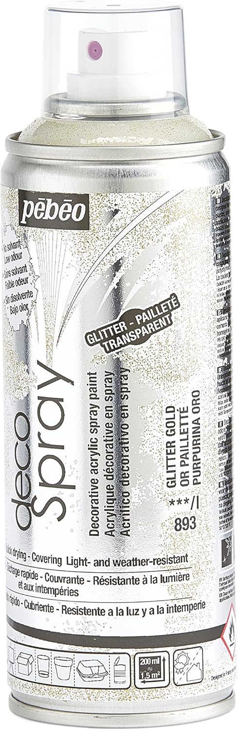 Pebeo Deco, Gold Glitter Spray, 200 ml Gold Glitter 200 ml (Pack of 1)