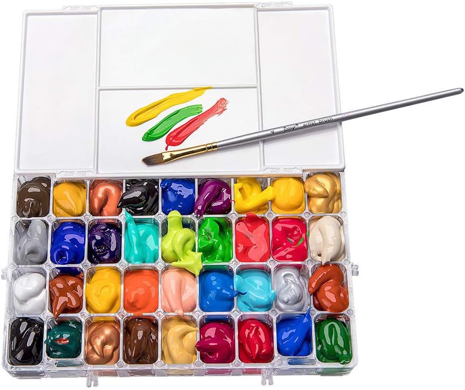 Plastic Watercolor Box, Plastic Watercolor Container, ABS Plastic Collapsible Leak Proof Watercolor Palette 24-Grids for Watercolor, Tempera, Oil Painting
